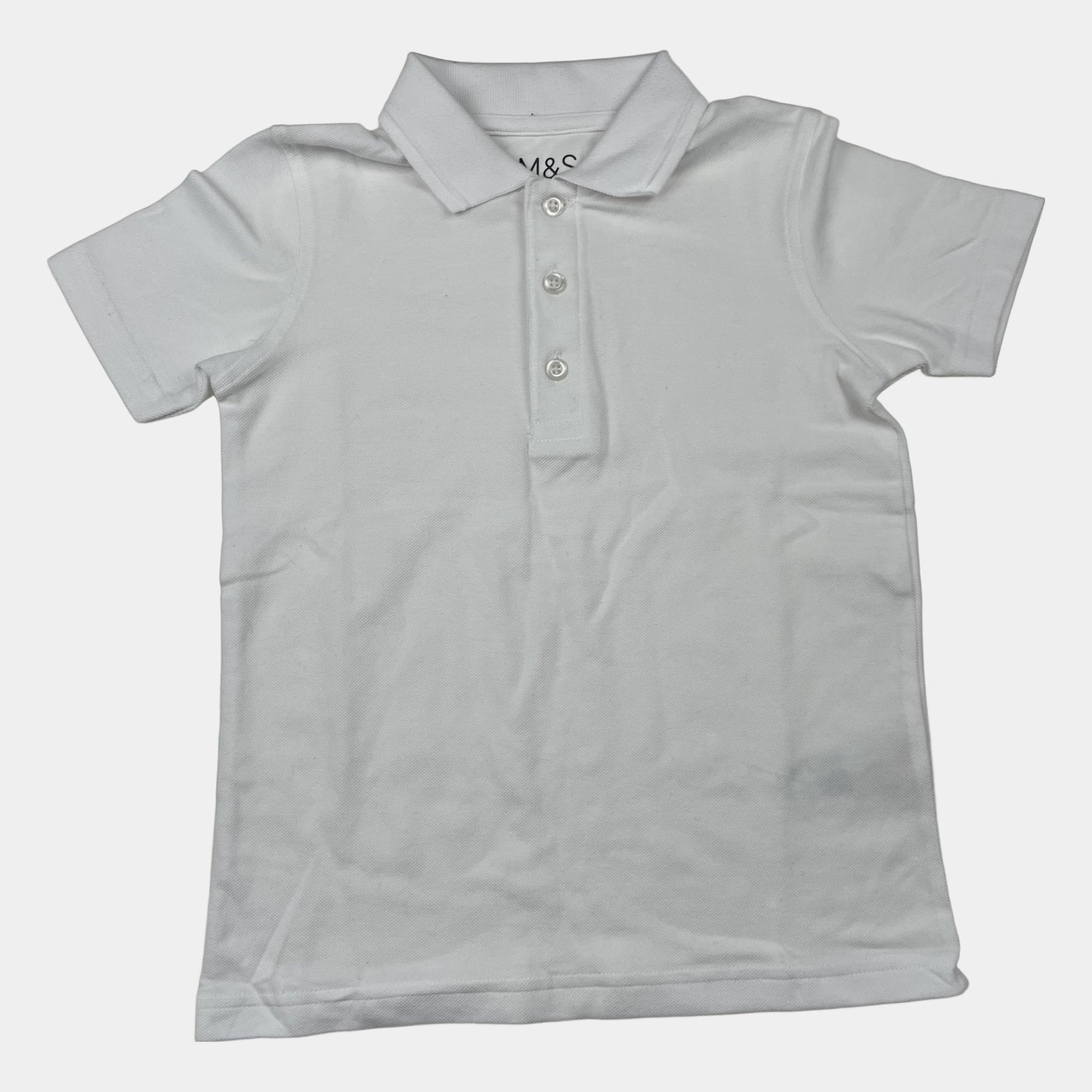 Weißes Baumwoll-Poloshirt mit kurzem Kragen und Knopfleiste – front