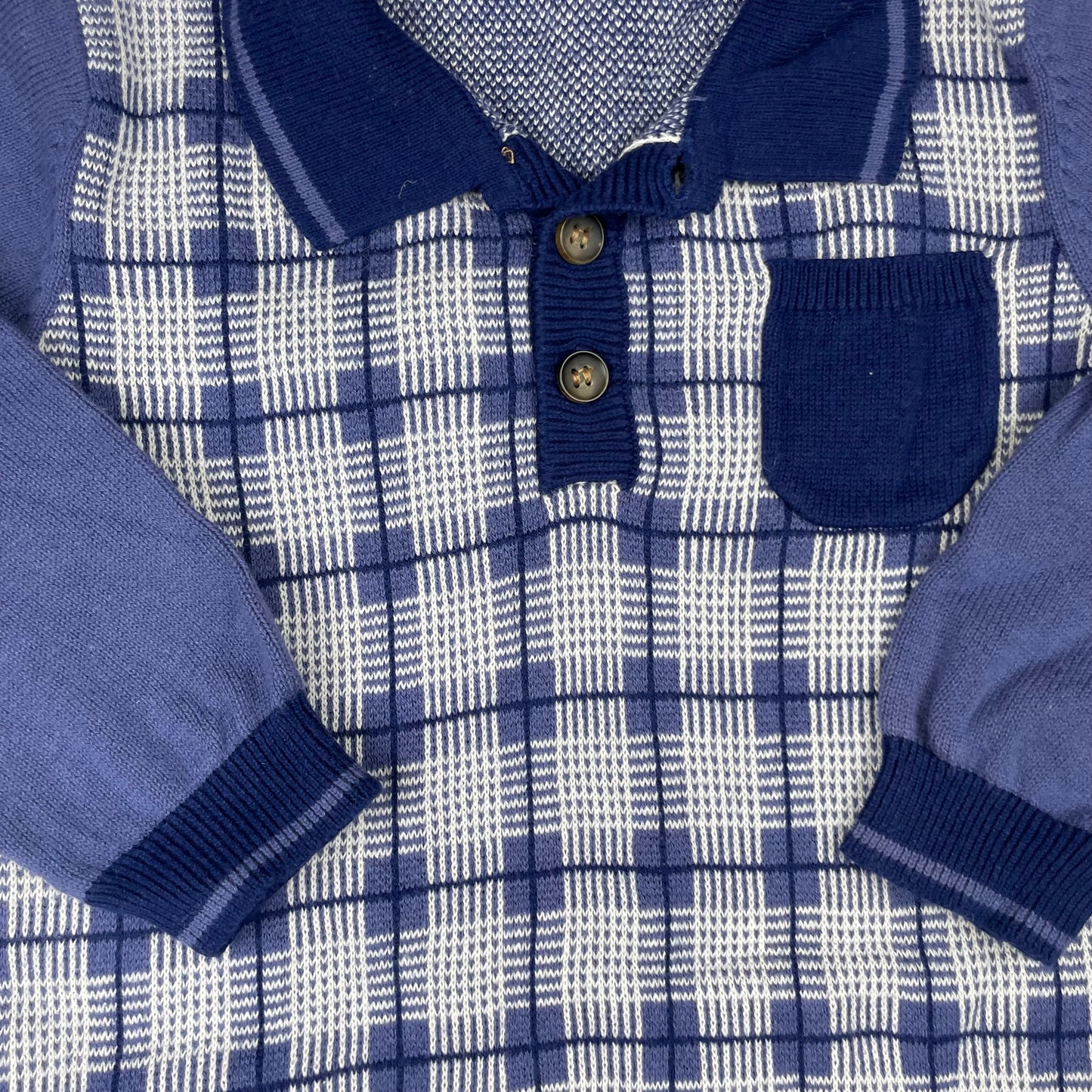 Blauer Overall aus Baumwolle mit Karomuster und Knopfleiste für Babys – collar