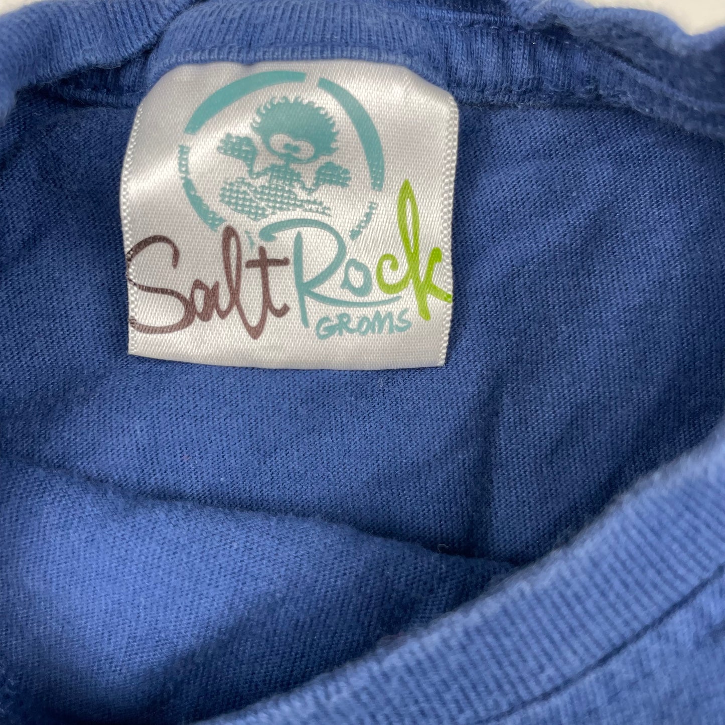 Blaues Baumwoll-T-Shirt mit Grafik-Design und kurzen Ärmeln – label