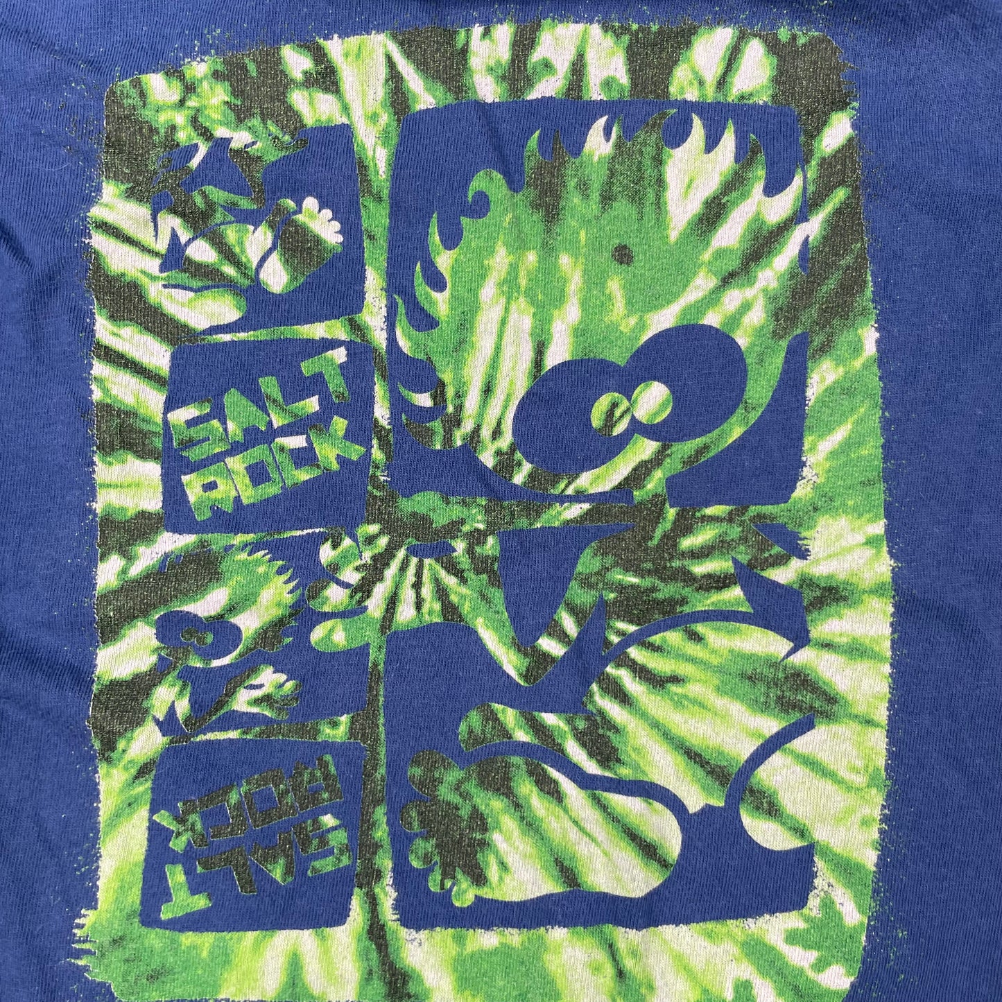 Blaues Baumwoll-T-Shirt mit Grafik-Design und kurzen Ärmeln – detail