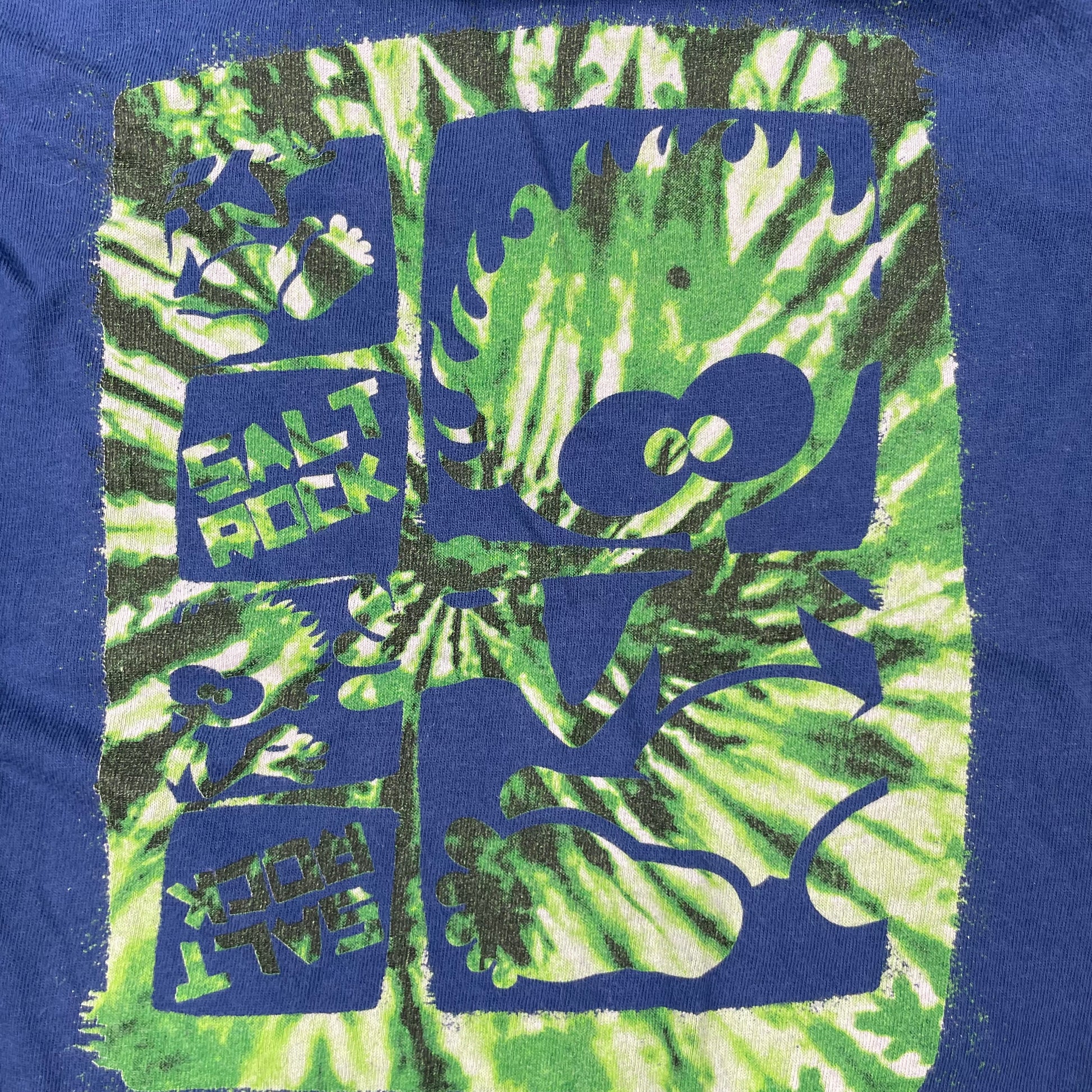 Blaues Baumwoll-T-Shirt mit Grafik-Design und kurzen Ärmeln – detail