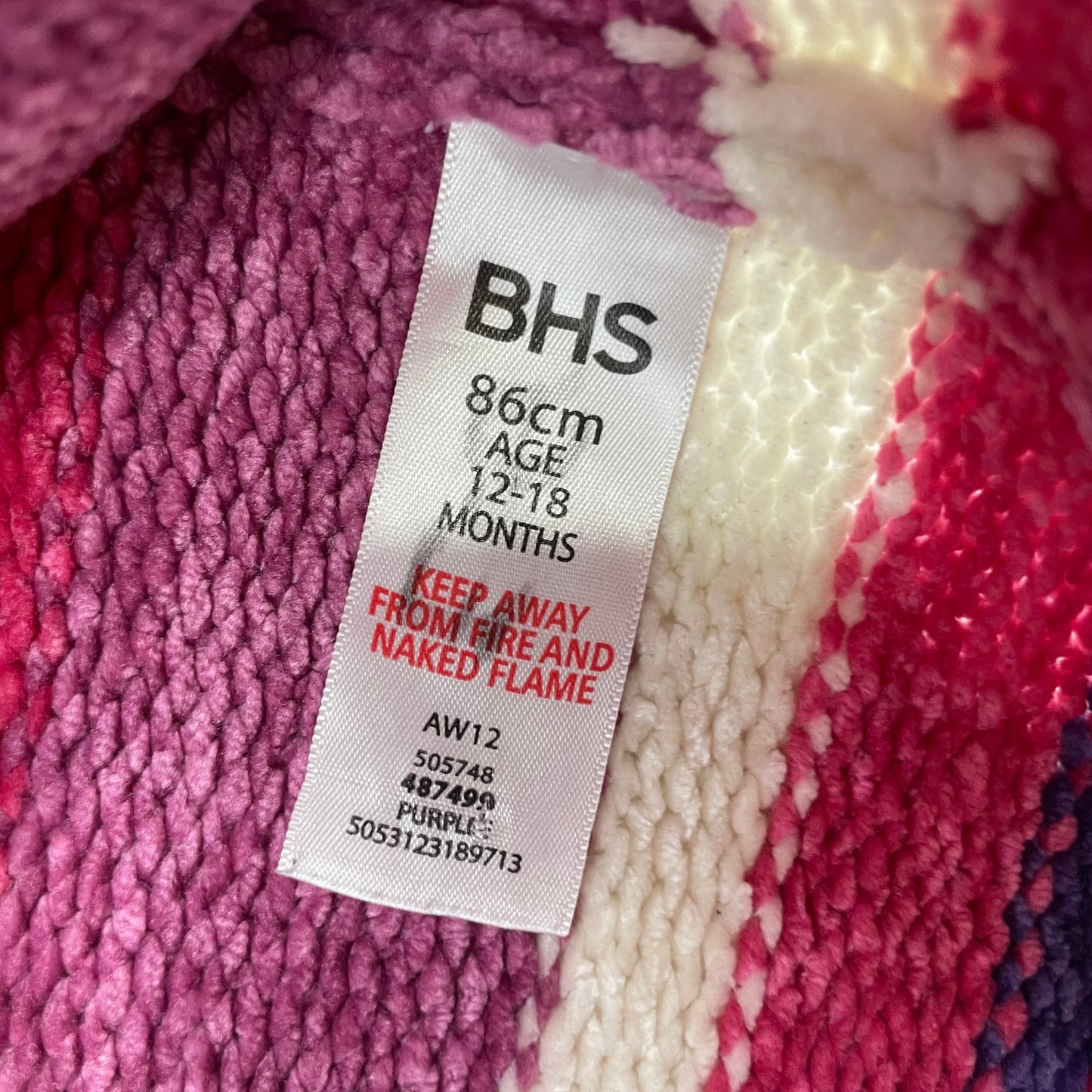 Gestreifte Strickjacke mit Knöpfen in Rosa, Lila und Weiß für Kleinkinder – label