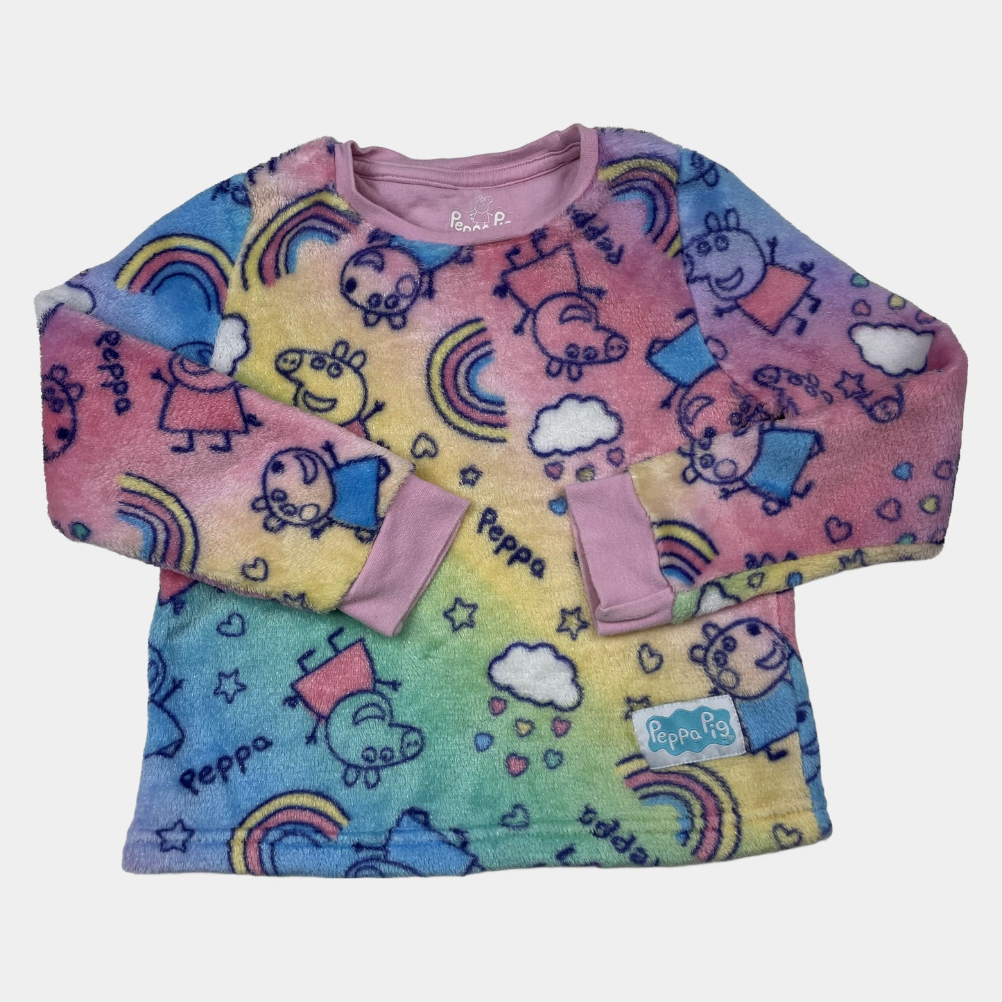 Mehrfarbiger Fleece-Pullover mit Peppa Pig und Regenbogen – front