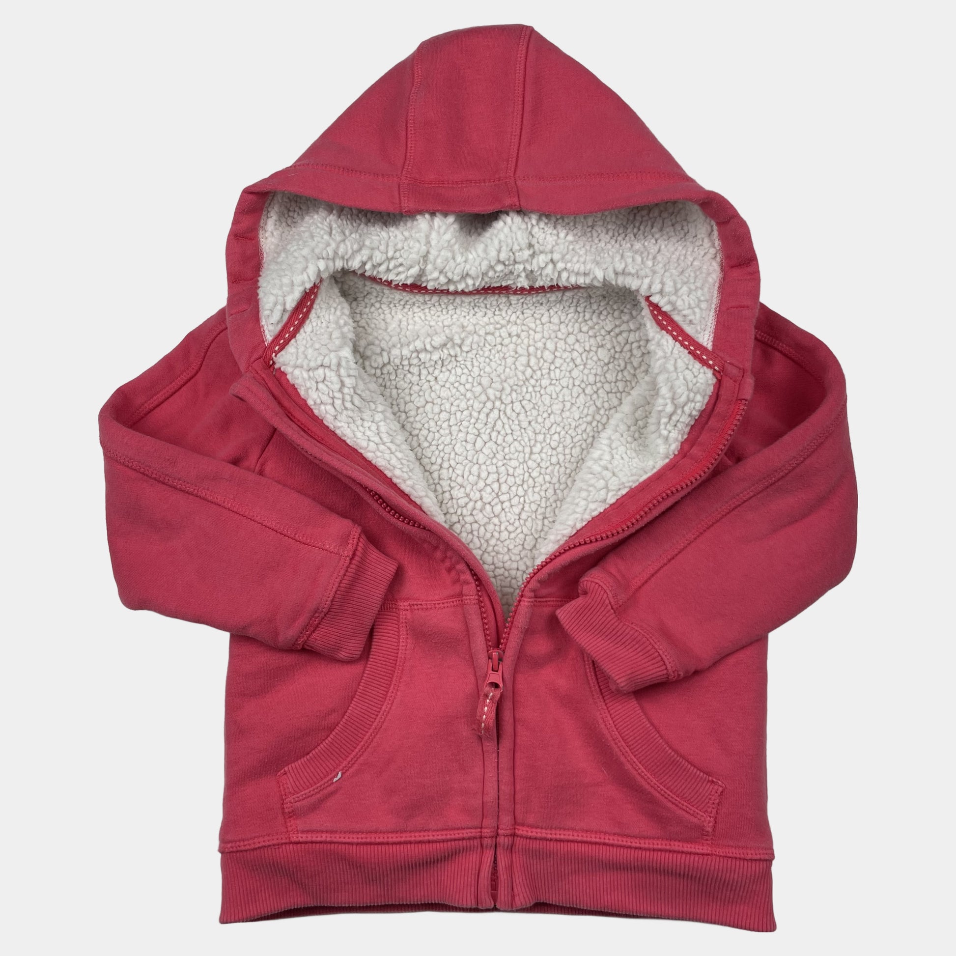 Warme rote Jacke mit Kapuze und Fleece-Futter für Kinder – inside