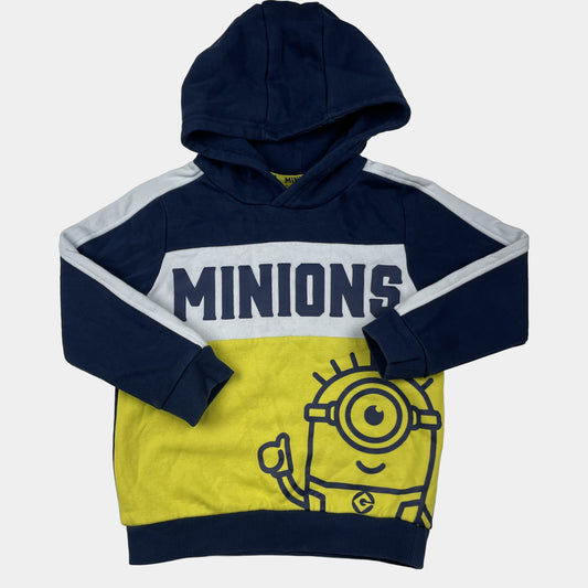 Blauer Kapuzenpullover mit Minions-Motiv und gelben Akzenten – front