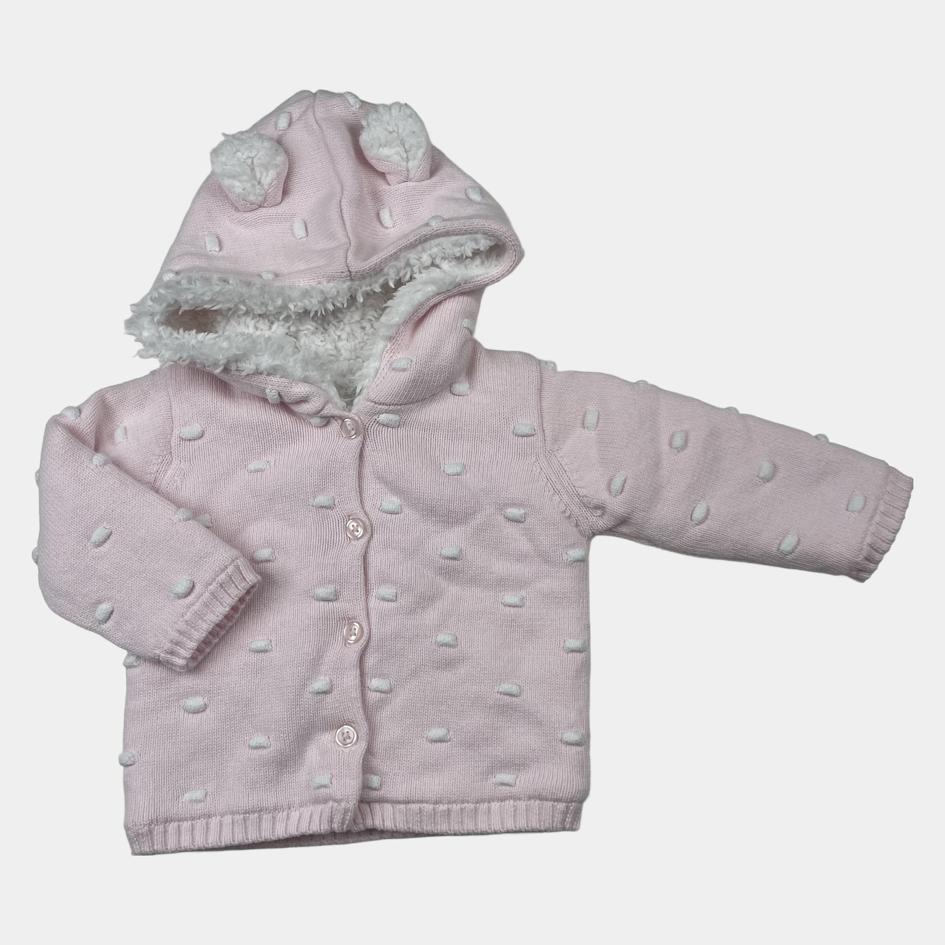 Rosa Kapuzenjacke mit Ohren und Fleece-Innenfutter – front