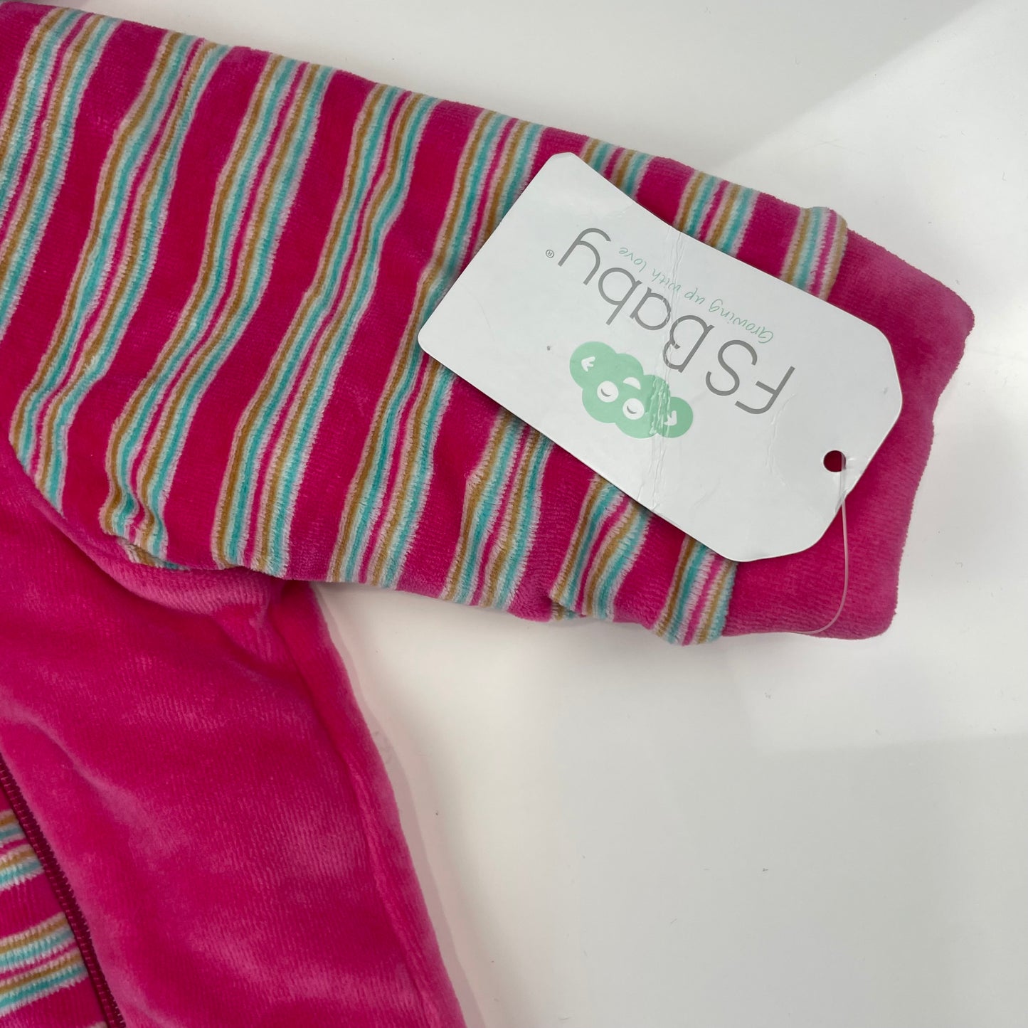 Rosa gestreifter Anzug mit Kapuze von FS Baby, Größe 68 cm, aus Baumwolle – label