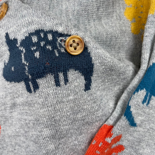 Grauer Pullover mit Dinosauriermuster für Kinder 6-9 Monate – detail