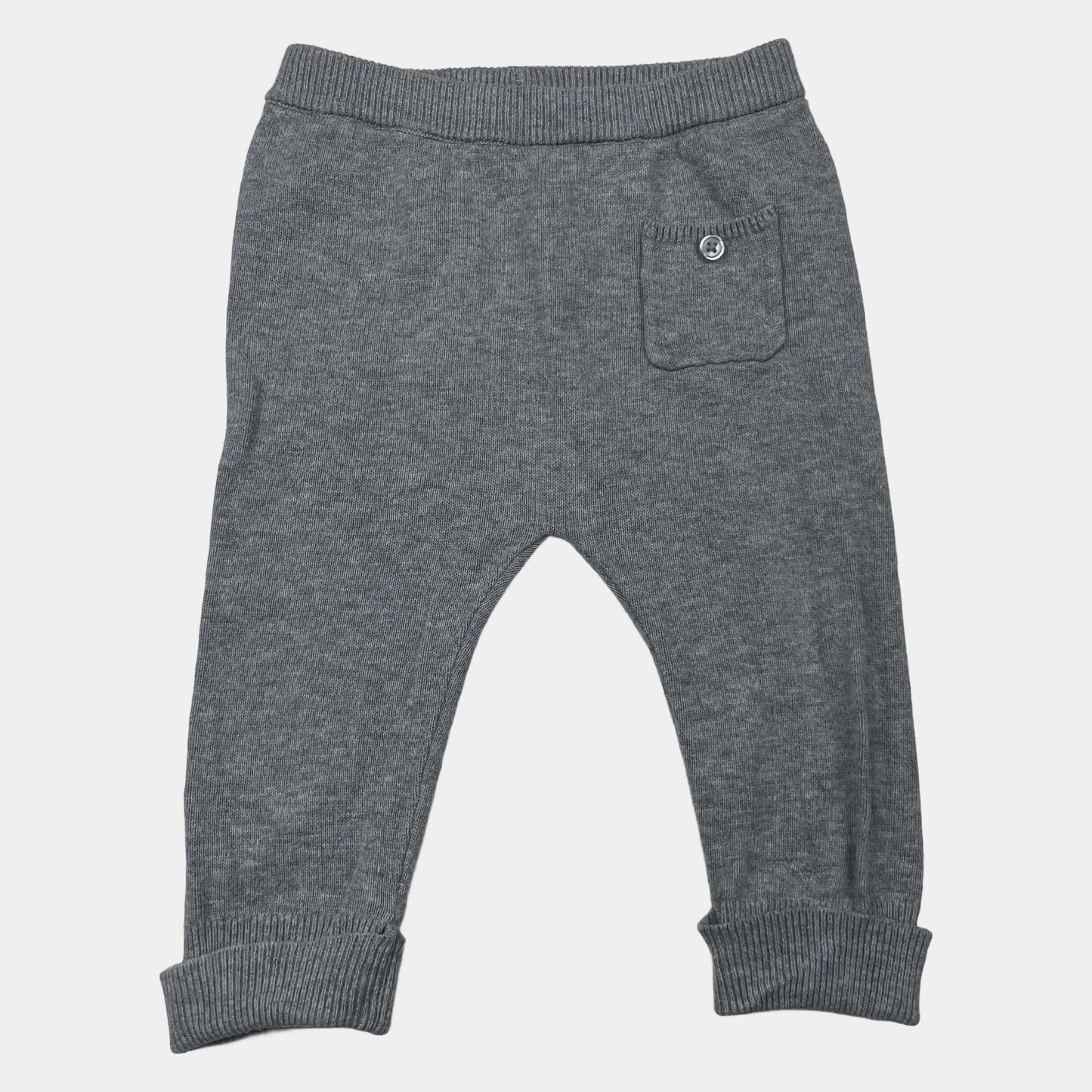 Graue Baumwollhose mit Tasche, Größe 6-9 Monate – front