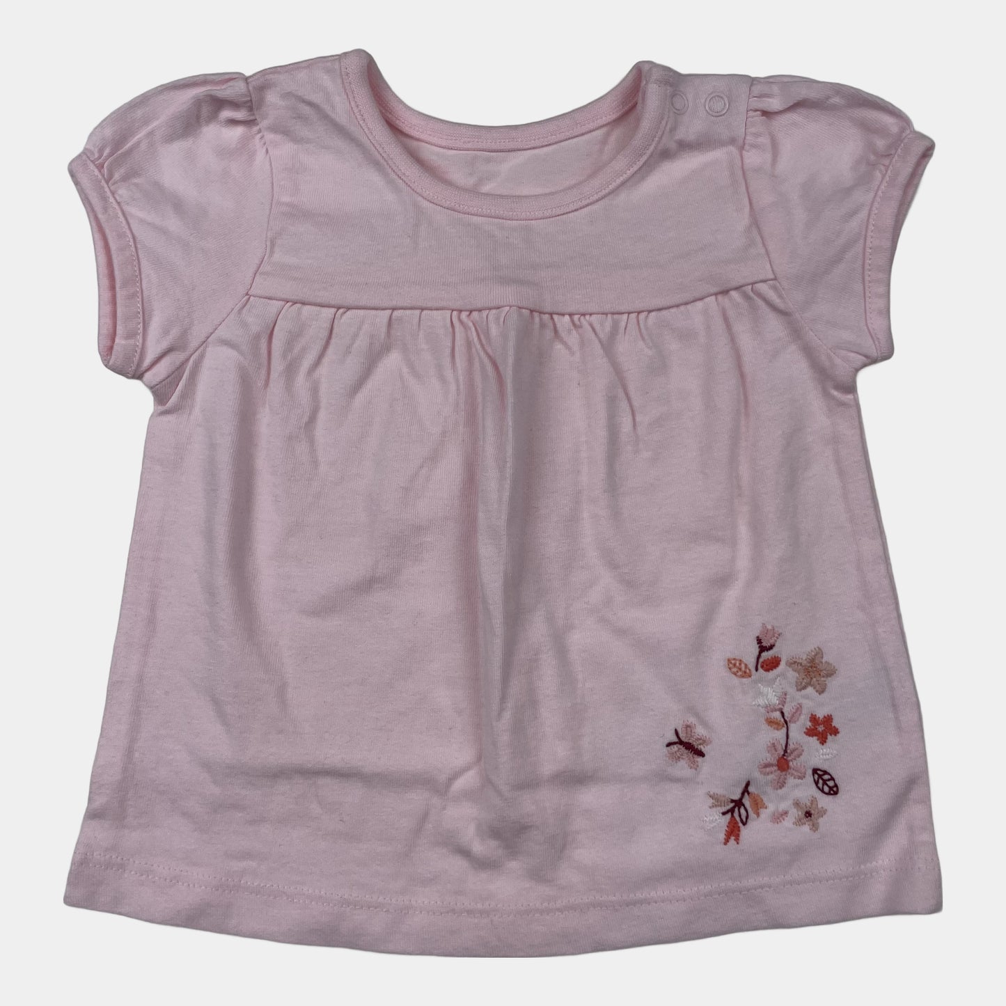 Rosa T-Shirt mit Blumenstickerei für Babys – front