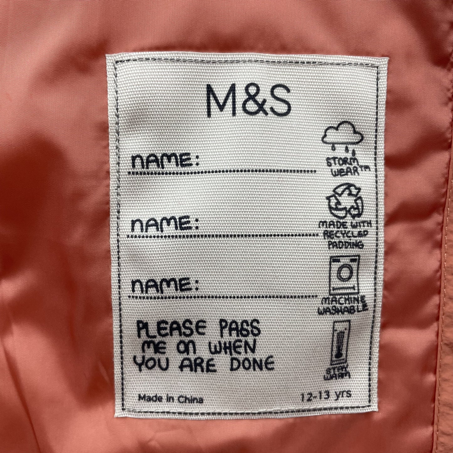 Orange Waffelstepp-Jacke für Kinder 12-13 Jahre – logo