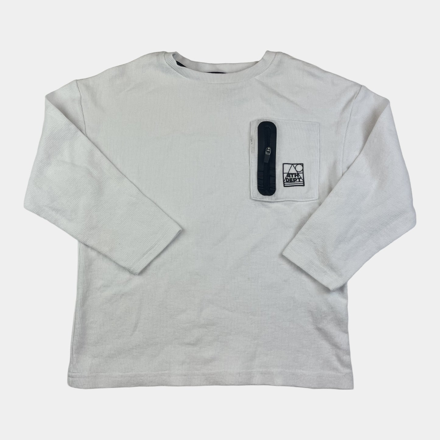 Weißes Longshirt in Größe 5-6 Jahre mit Brusttasche – front