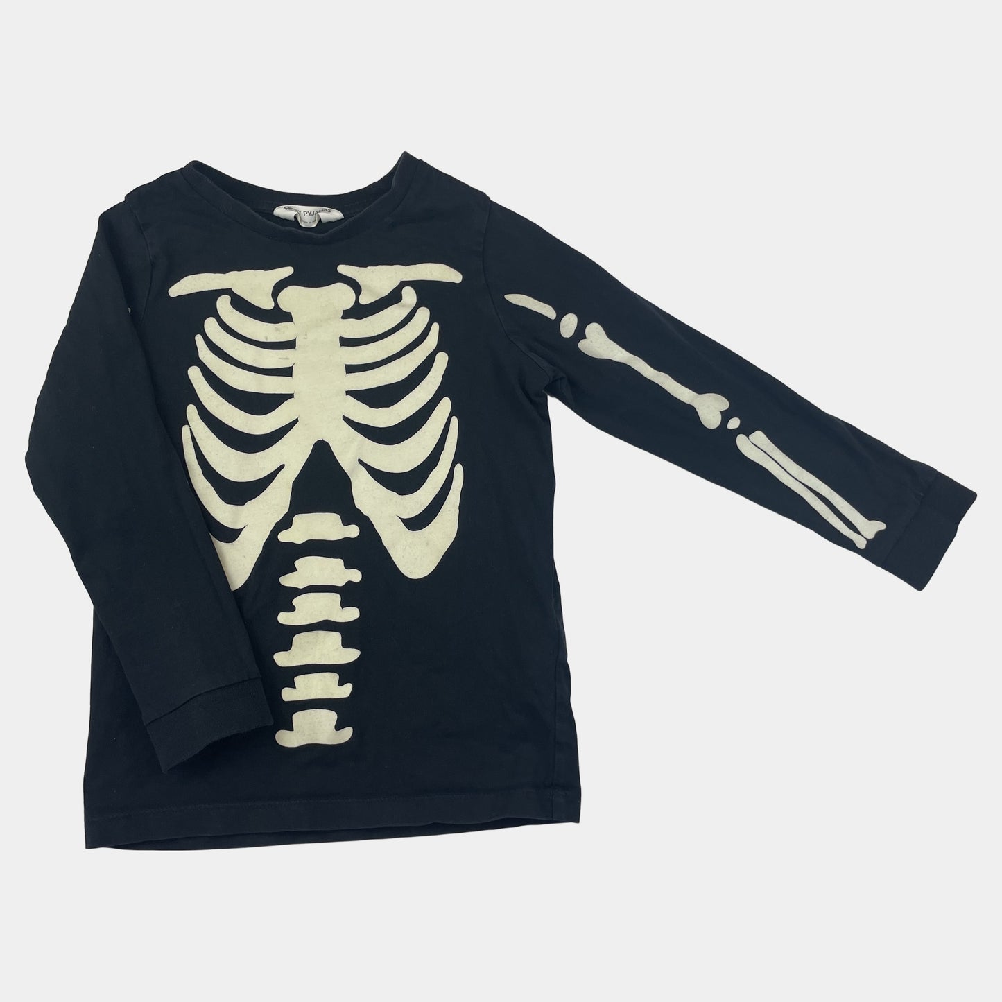 Schwarzer Baumwoll-Schlafanzug mit Skelett-Design für Kinder 5-6 Jahre – front