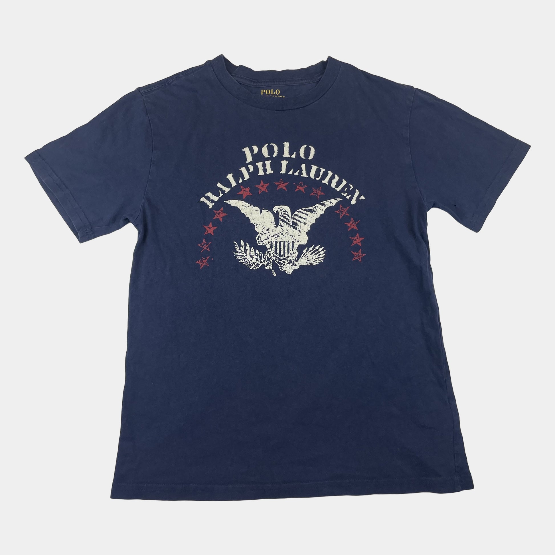 Blaues T-Shirt mit Adlerdesign und kurzärmlig, Polo Ralph Lauren, Größe 140 – front