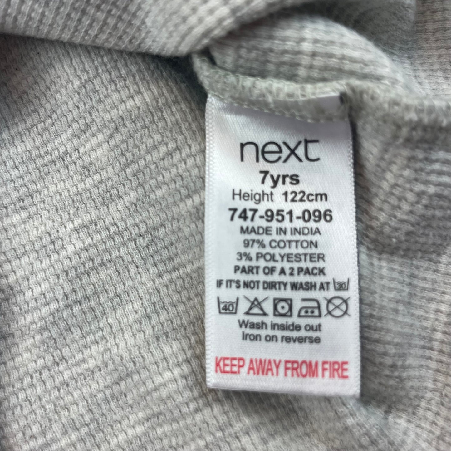 Graues Langarmshirt aus Baumwolle für Kinder, Größe 7 Jahre – label