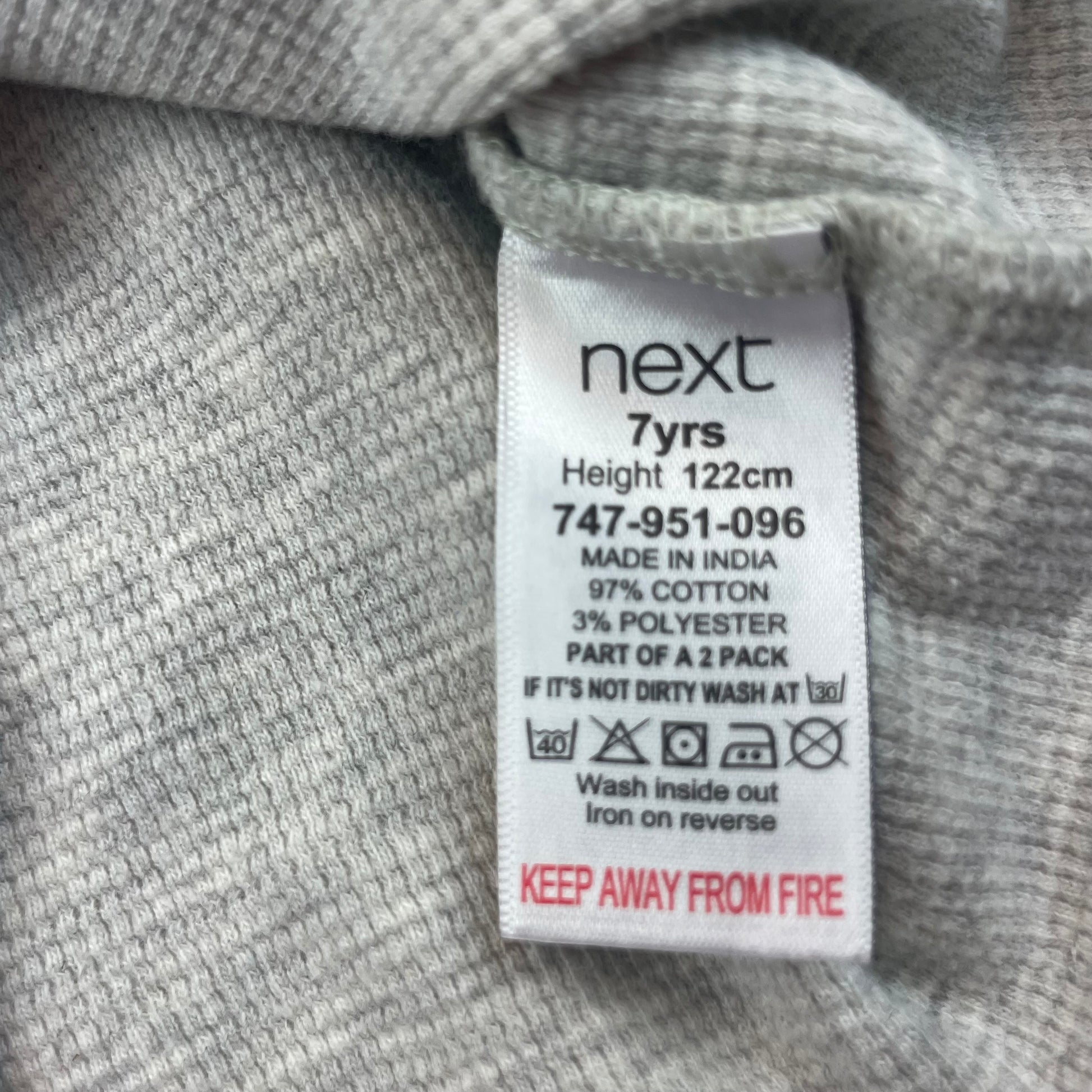 Graues Langarmshirt aus Baumwolle für Kinder, Größe 7 Jahre – label