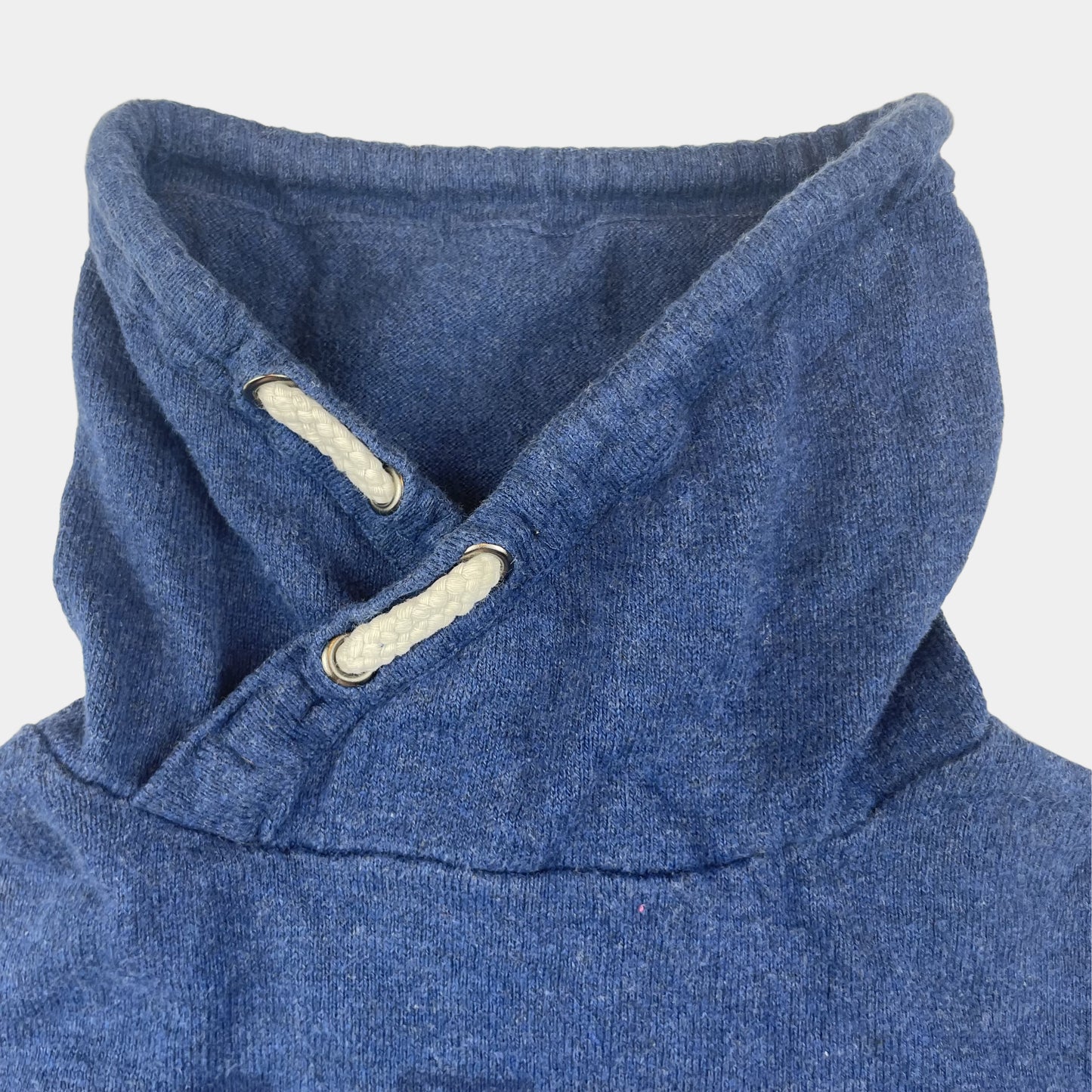 Blauer Baumwoll-Pullover mit Kapuze und Aufdruck "GREAT 1" auf der Vorderseite – collar