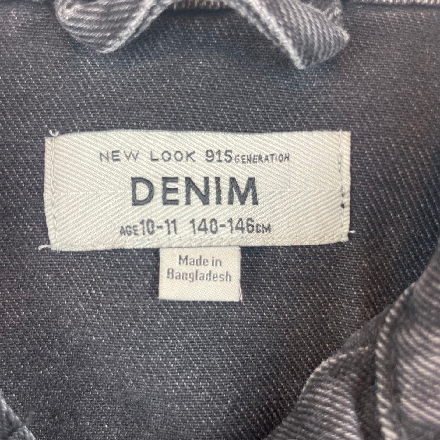 Schwarze Denim-Jacke für Kinder mit Fransen, Größe 10-11 Jahre – inside