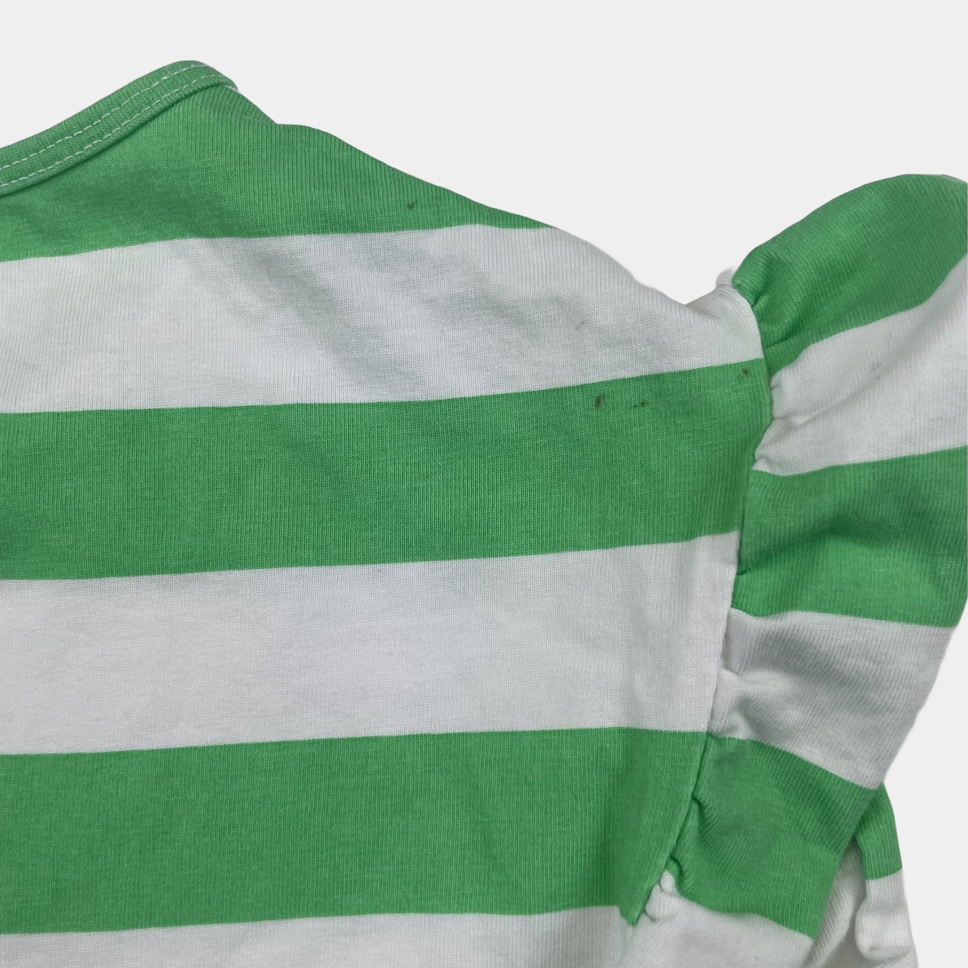 Grün-weiß gestreiftes T-Shirt mit Rüschen für Kinder – sleeve