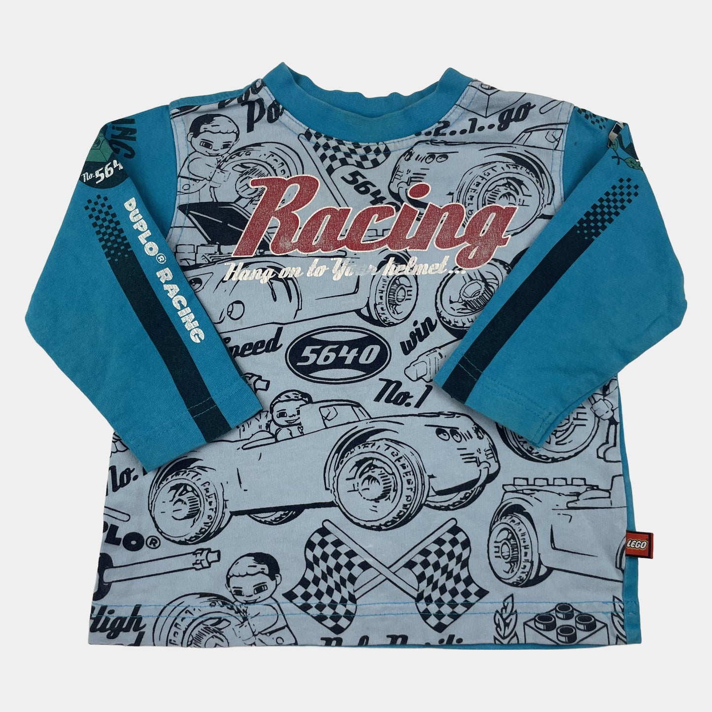 Blauer Langarmshirt mit Rennmotiv von LEGO Wear in Größe 80, 12-18 Monate – front