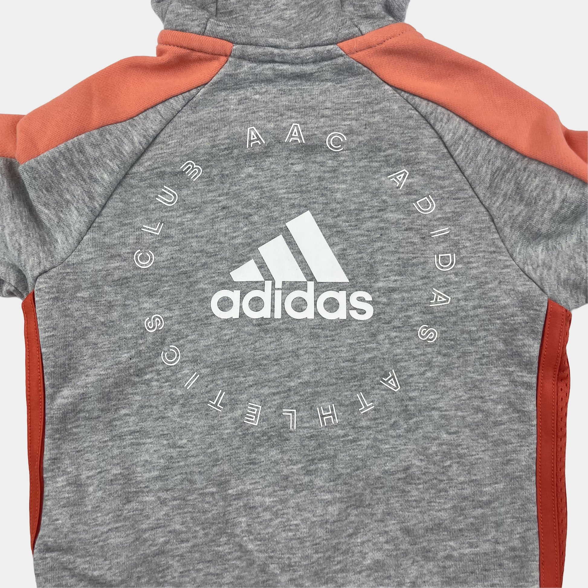 Graue und orange Kapuzenjacke von Adidas für Kinder – back