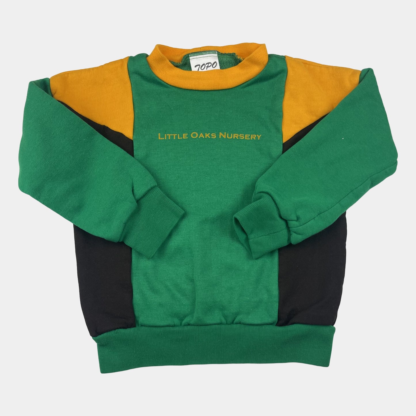 Grüner und gelber TOPO Fleece-Pullover für Kinder, Alter 6 Jahre – front