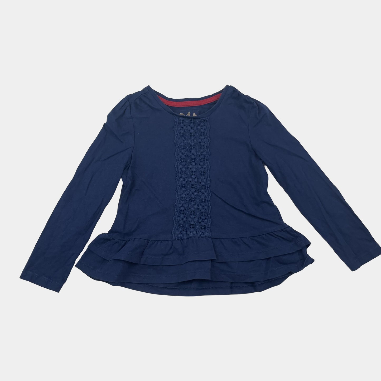 Blaues Baumwoll-Shirt mit Spitze, Größe 2-3 Jahre – front