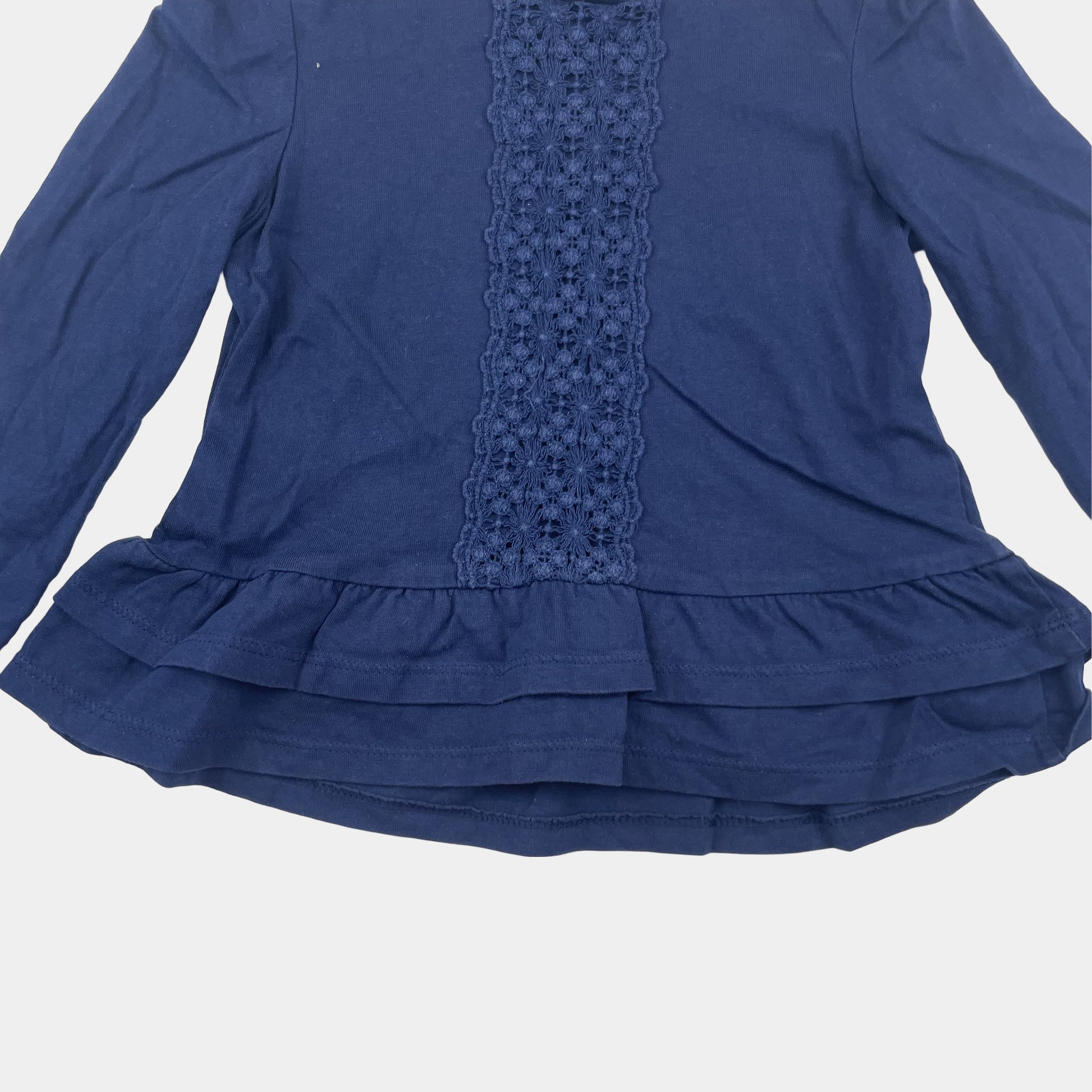 Blaues Baumwoll-Shirt mit Spitze, Größe 2-3 Jahre – detail