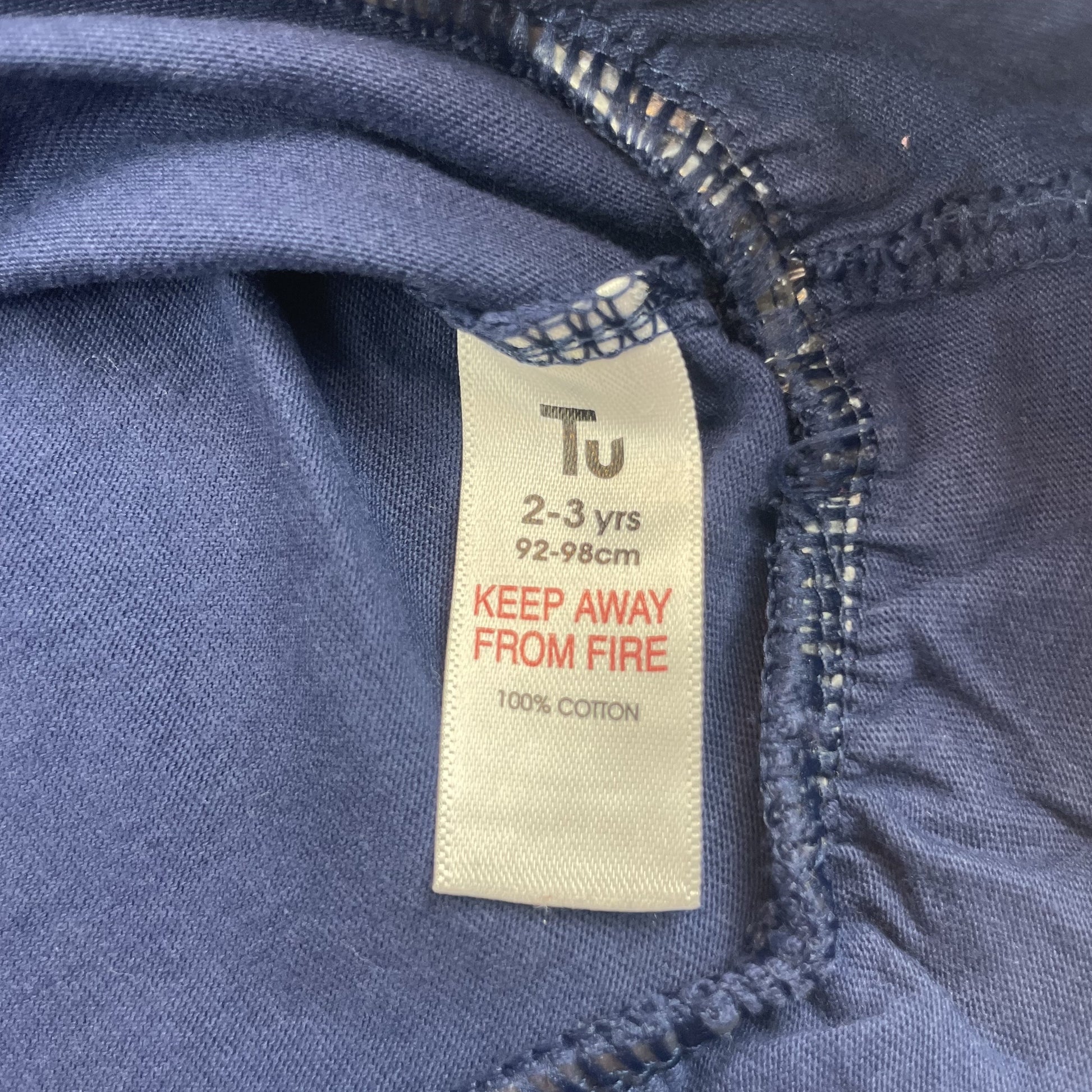 Blaues Baumwoll-Shirt mit Spitze, Größe 2-3 Jahre – label