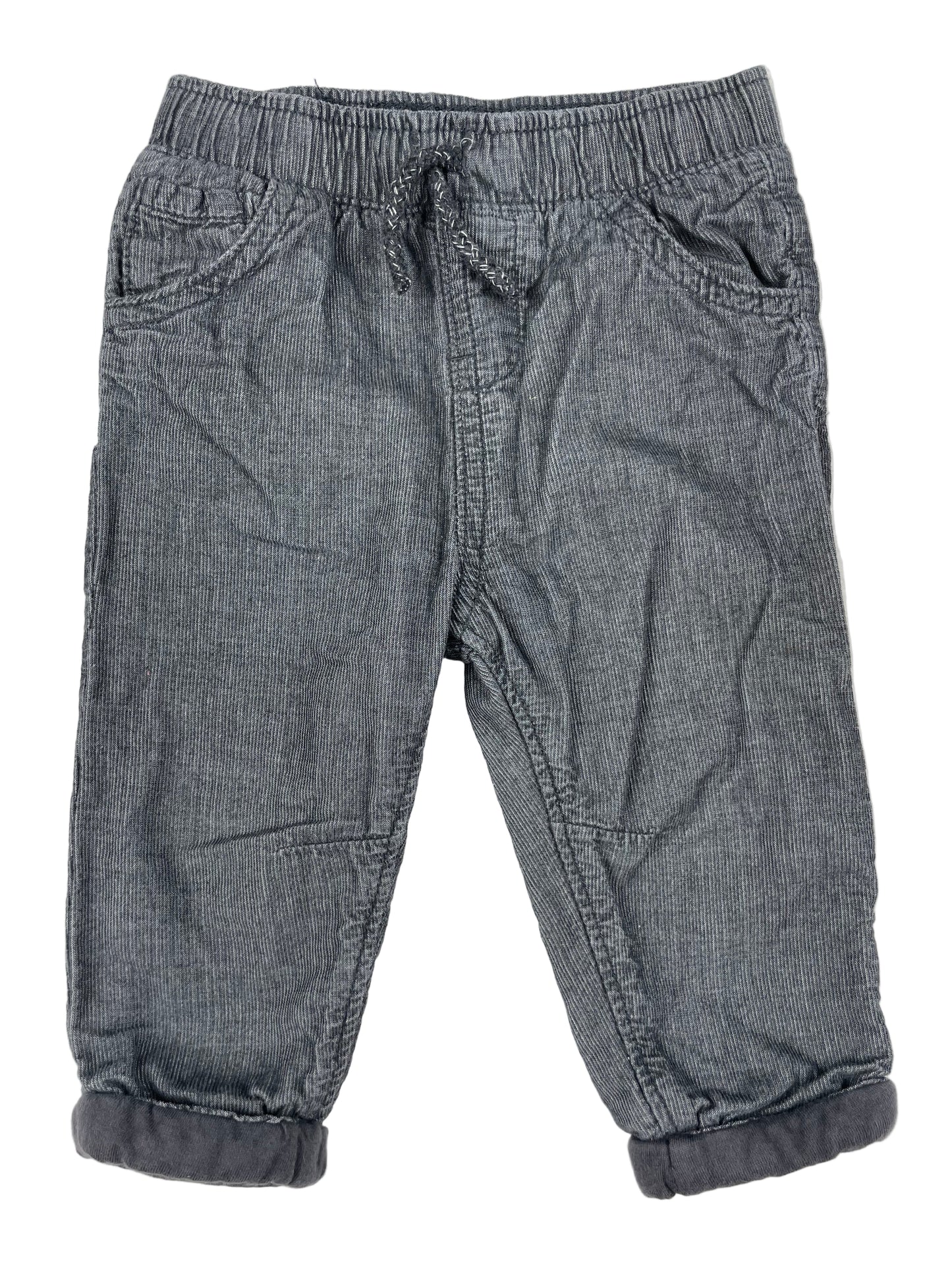 Graue Babyhose von Tu, Größe 6–9 Monate, mit elastischem Bund und Bindeband. – front