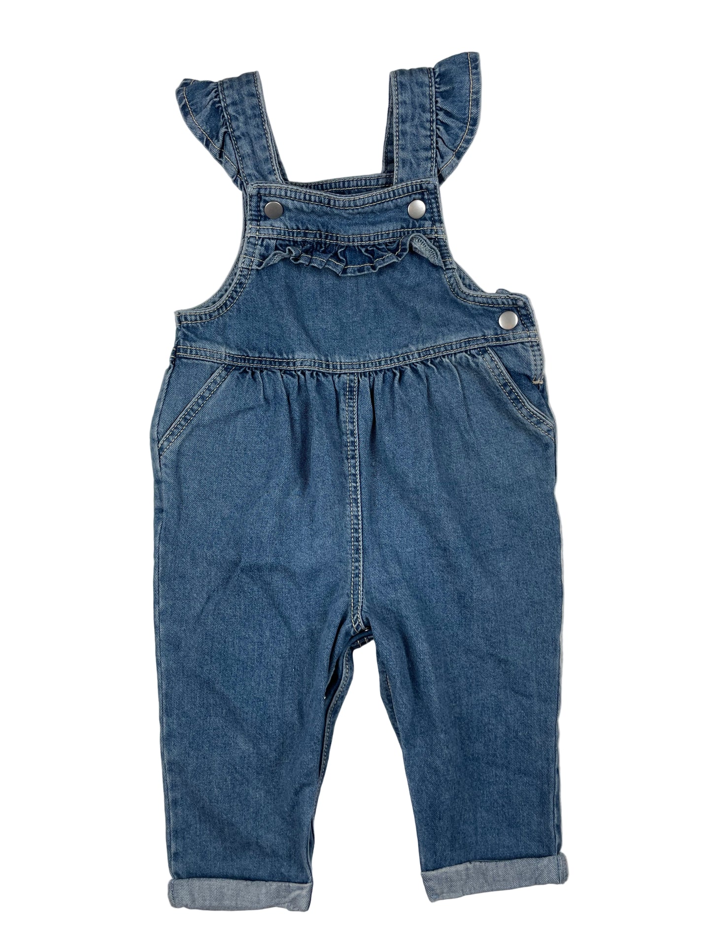 Blaue Jeans-Latzhose mit Rüschen von F&F – front
