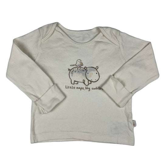 Cremefarbenes George Baby Langarmshirt mit Hippo-Print, Größe 6–9 Monate – front