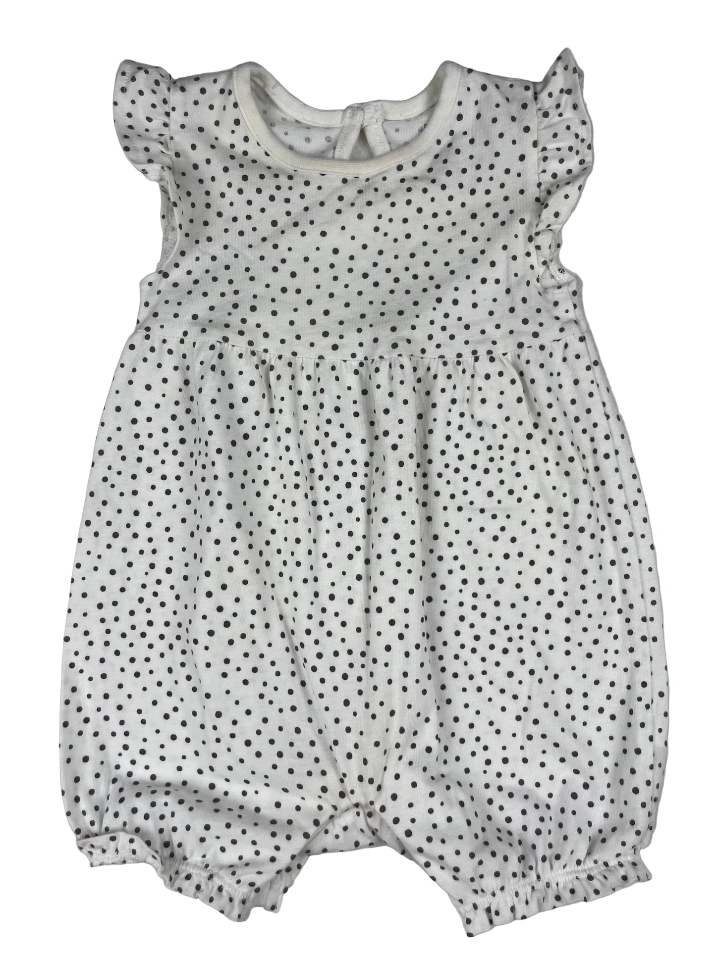 Weißer Romper mit schwarzen Punkten von F&F, Größe 3–6 Monate