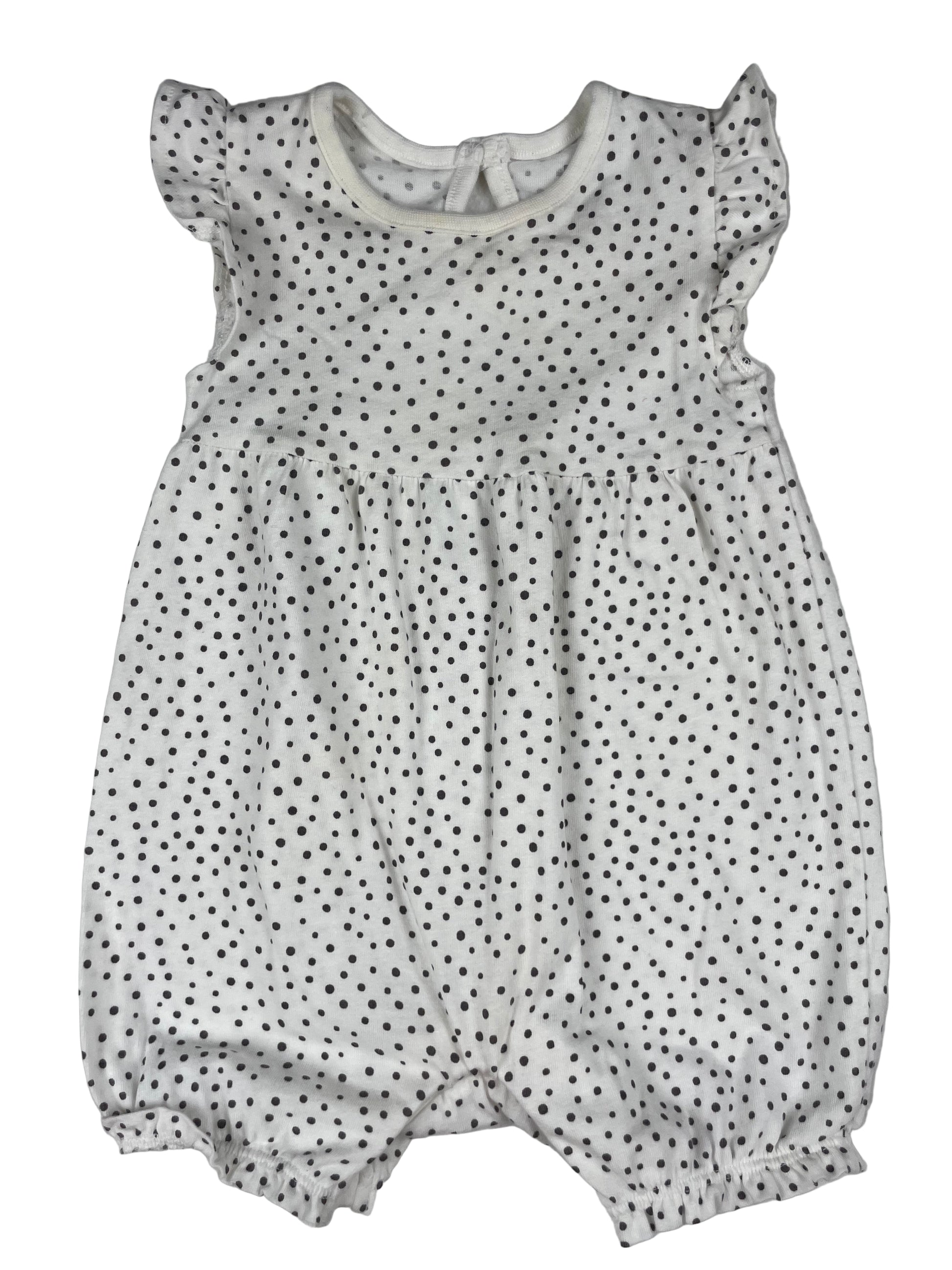 Weißer Romper mit schwarzen Punkten von F&F, Größe 3–6 Monate