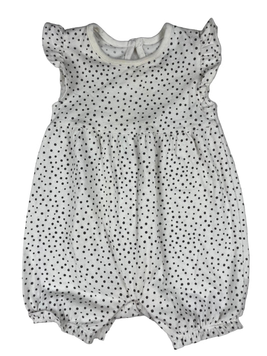 Weißer Romper mit schwarzen Punkten von F&F, Größe 3–6 Monate