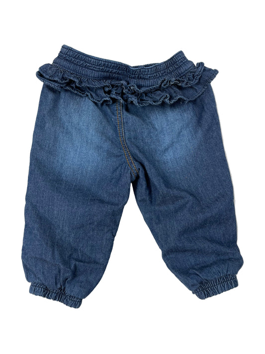 F&F Baby-Jeanshose in Blau mit Rüschenbund, Größe 3–6 Monate – back