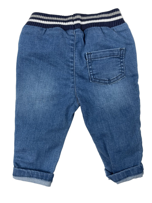 Blaue Baby-Jeansjogginghose von Nutmeg mit Kordelzug, Größe 3–6 Monate. – back