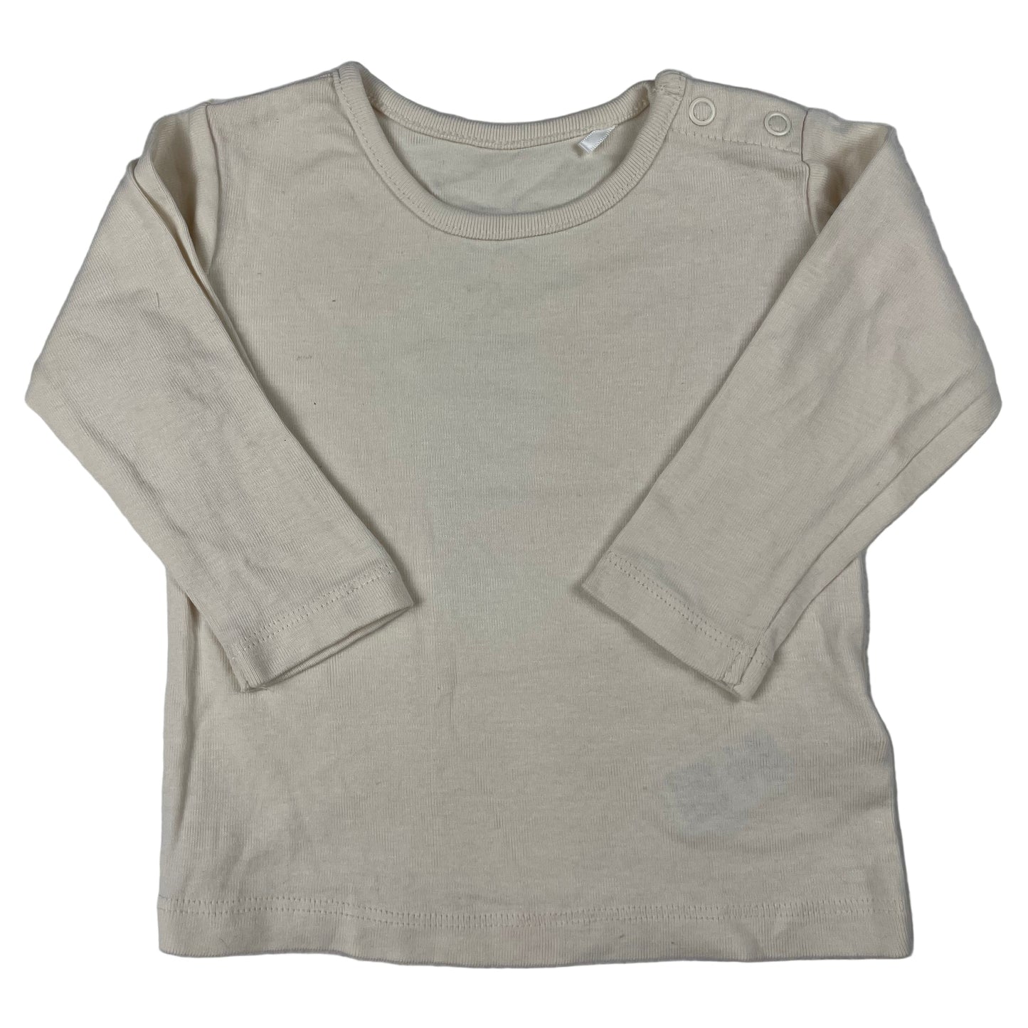 Beiges M&S Langarmshirt für Babys mit Schulterknöpfen, Größe 6–9 Monate – front