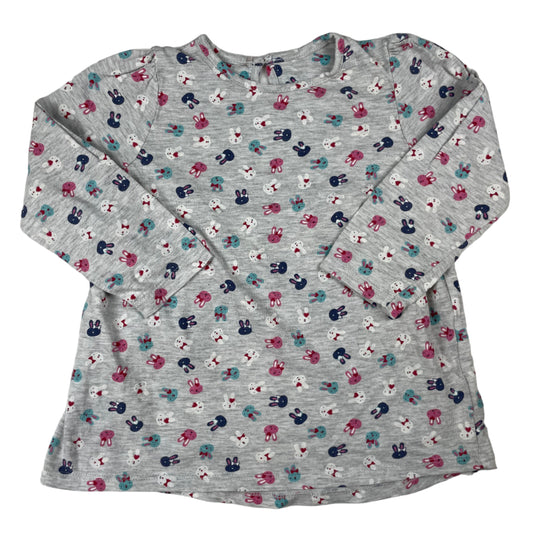 Graues Langarmshirt mit Hasen-Print von Mothercare, Größe 98 (24–36 Monate).