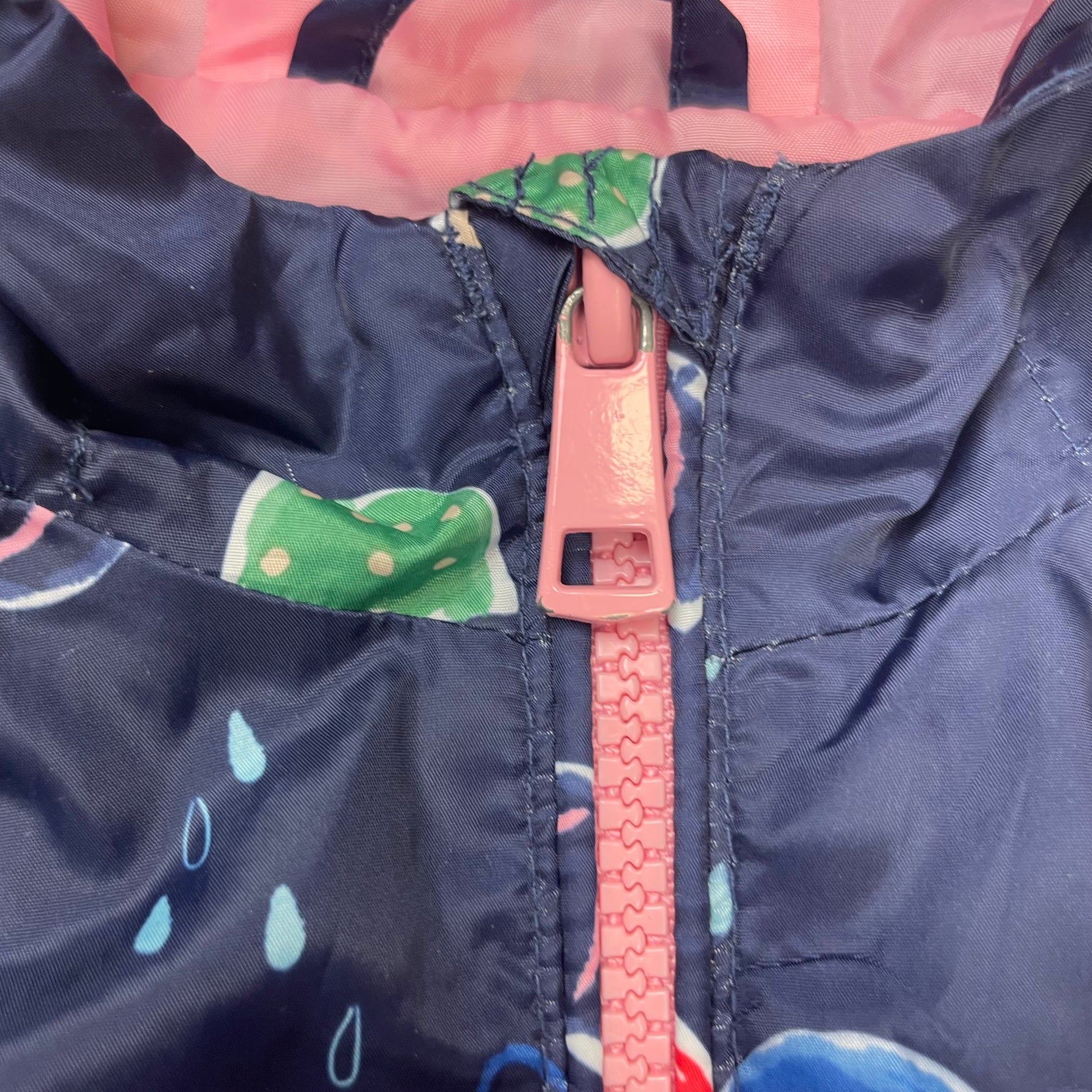 Blaue Regenjacke mit Regenschirm-Muster für Kinder – zip