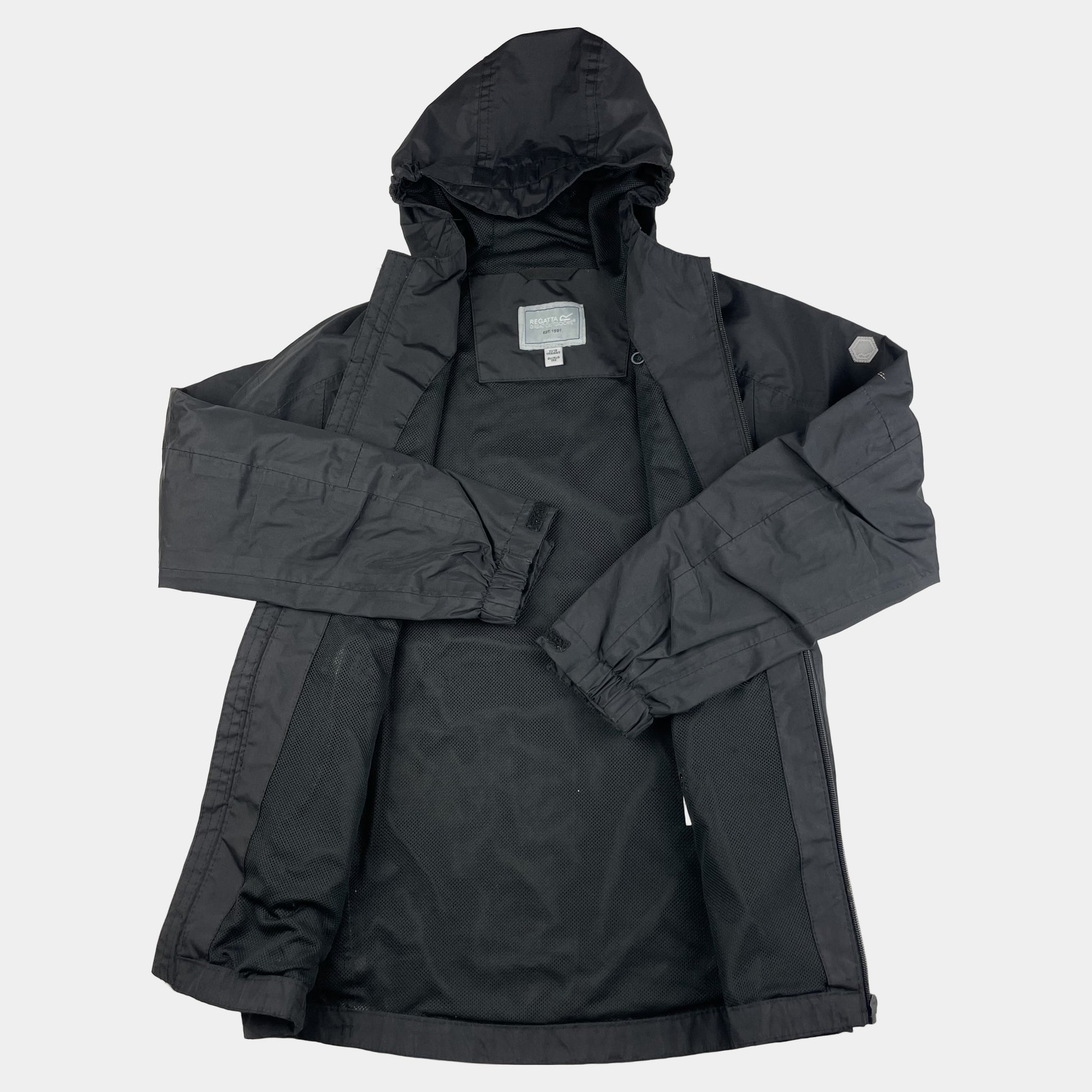 Graue Outdoor-Jacke mit Kapuze für Kinder von Regatta – inside