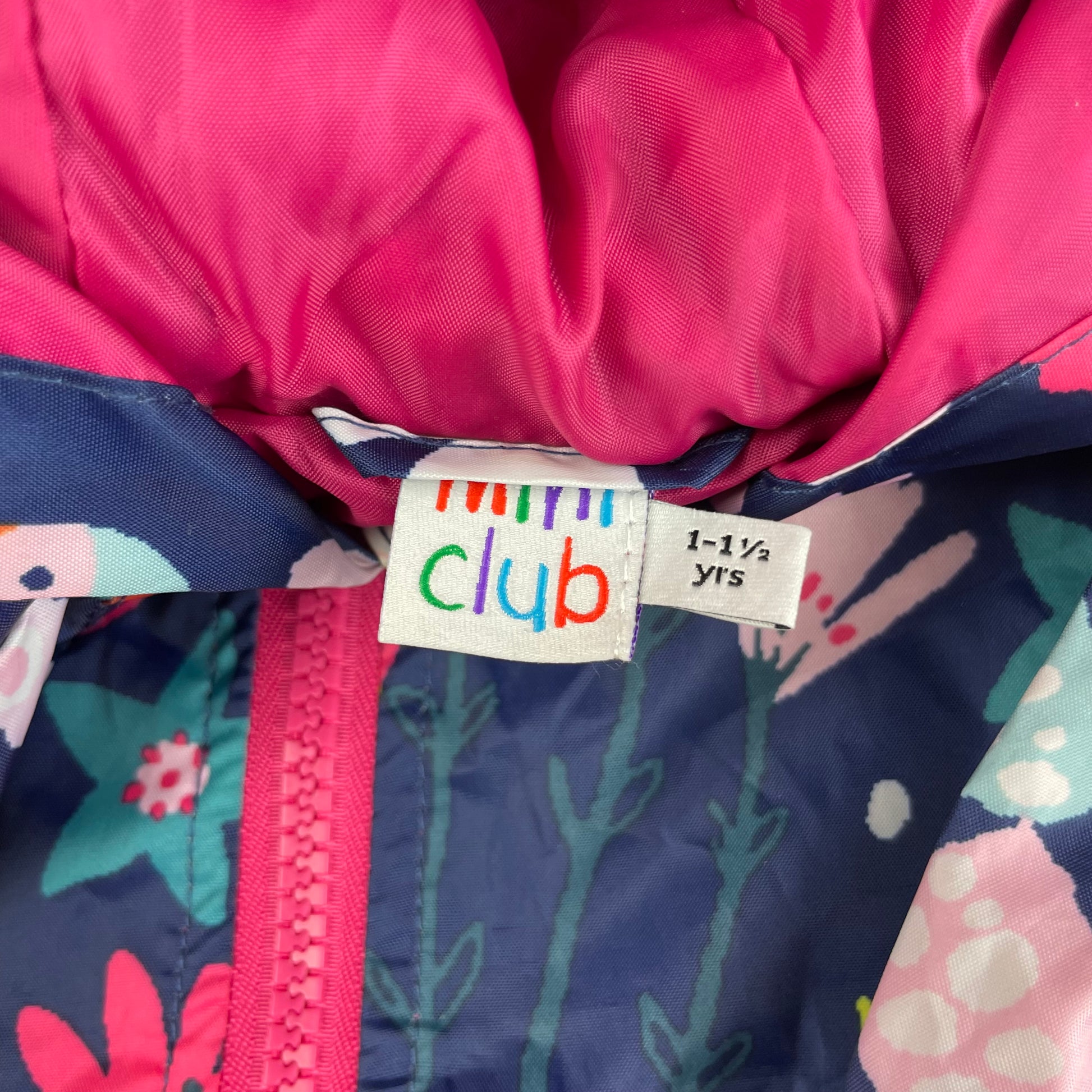 Regenoverall für Kinder mit buntem Blumenmuster und Kapuze – label