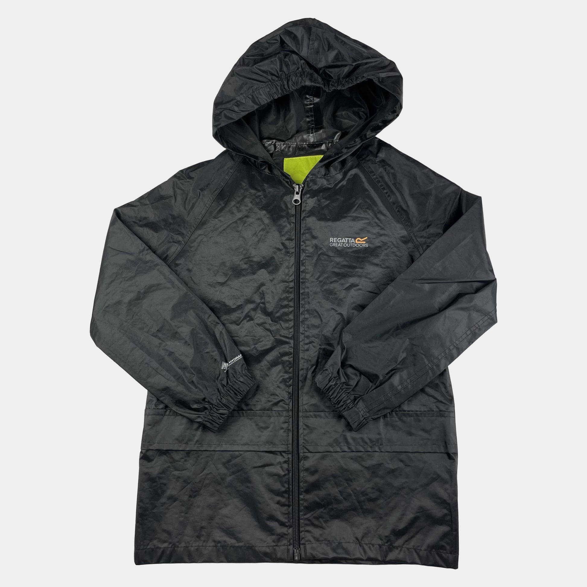 Schwarze Regenjacke mit Kapuze für Kinder – front