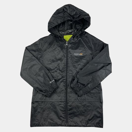 Schwarze Regenjacke mit Kapuze für Kinder – front