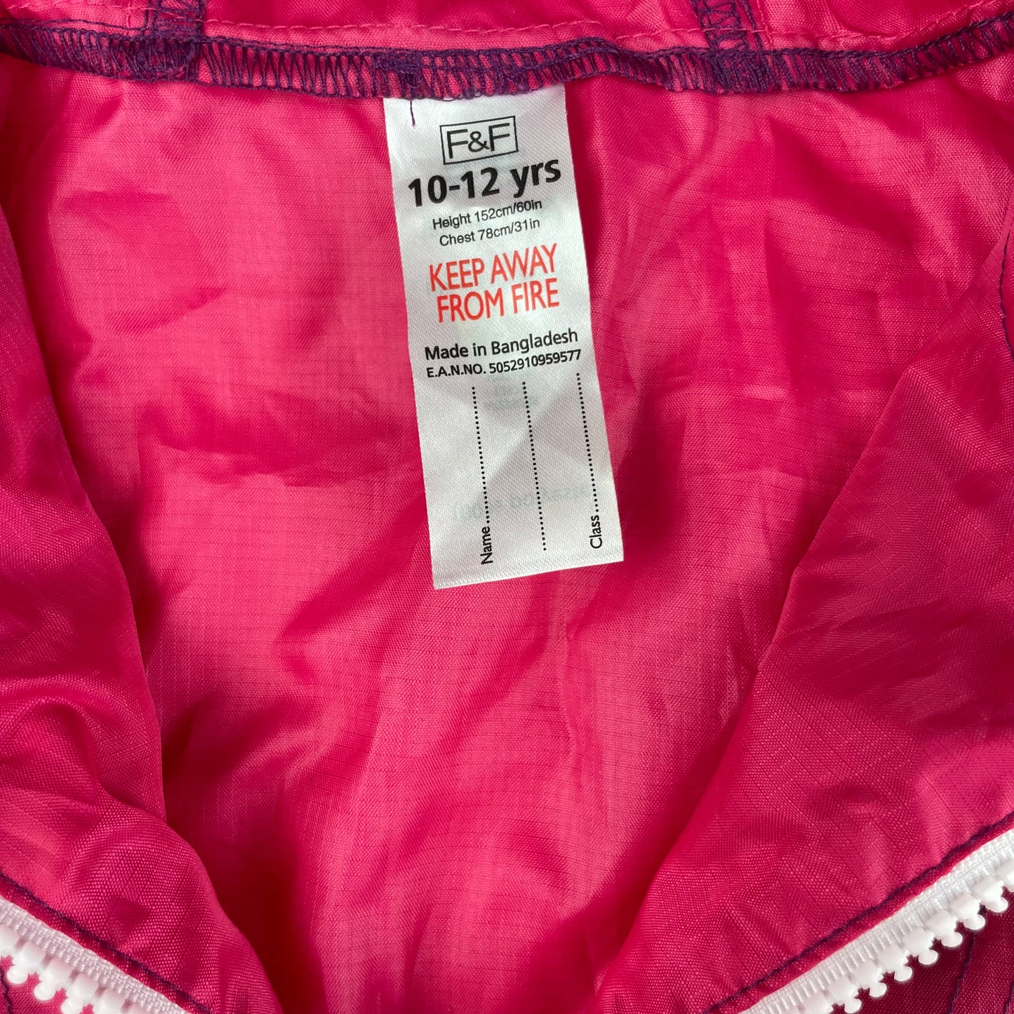 Pinke Regenjacke mit Kapuze von F&F für Kinder  – label