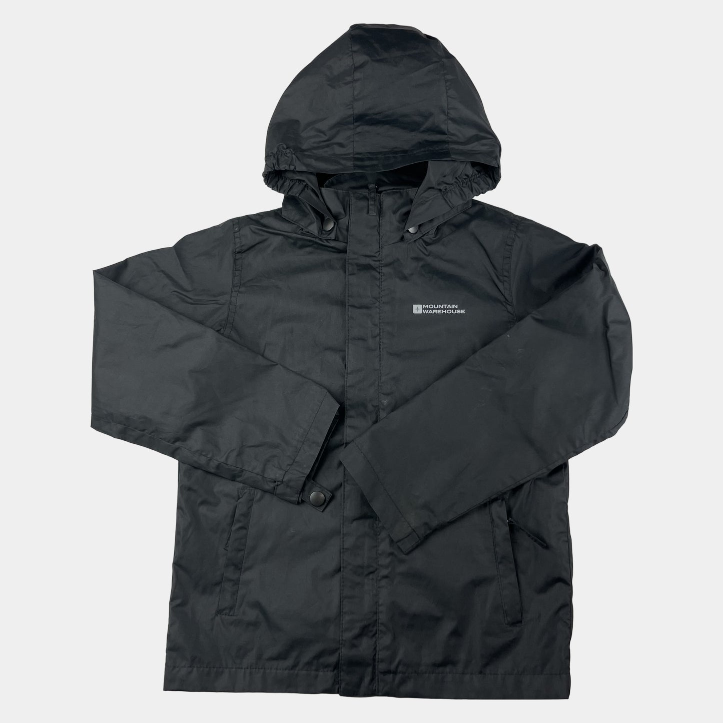 Schwarze Regenjacke mit Kapuze für Kinder – front