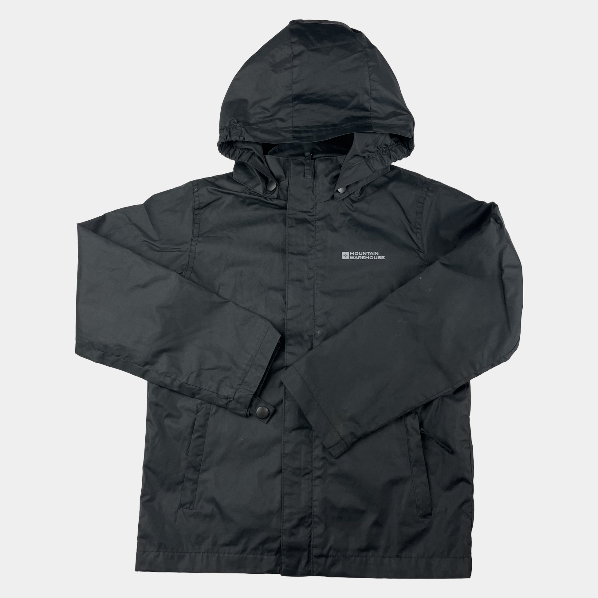 Schwarze Regenjacke mit Kapuze für Kinder – front
