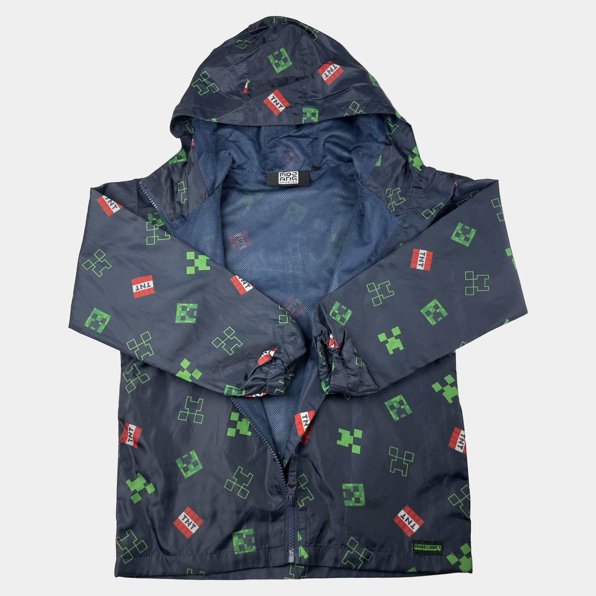 Graue Regenjacke mit grünem Muster für Jungen, Größe 8 Jahre – inside