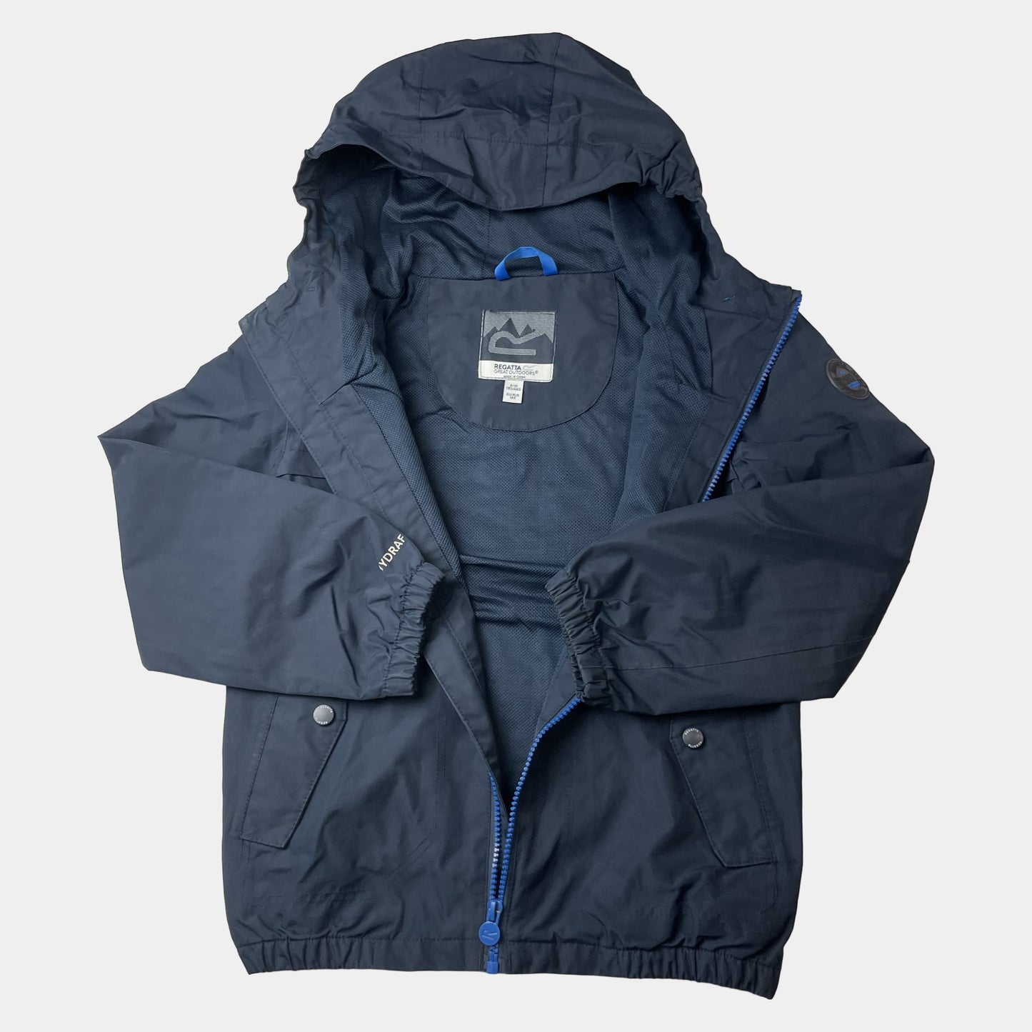 Dunkelblaue Regatta Kinderjacke mit Kapuze und Reißverschluss – inside