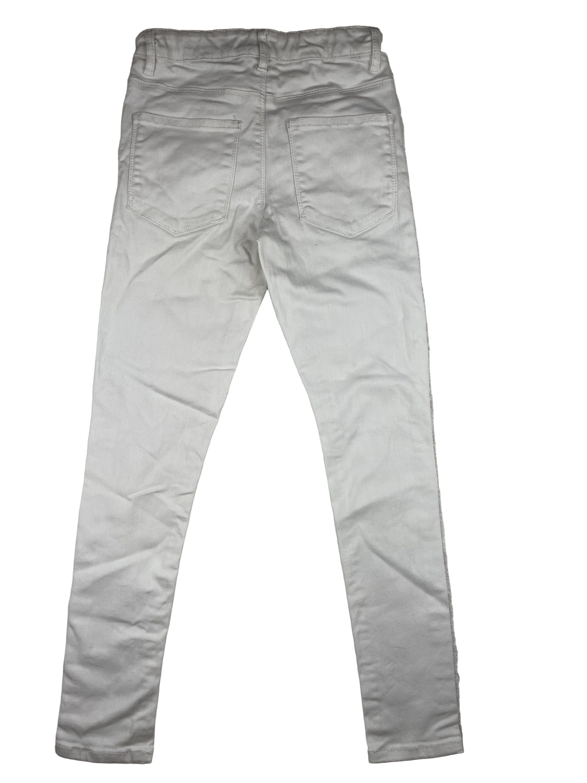 Weiße Kinder-Jeans von Next, Größe 9 Jahre/134, Skinny mit leichten Rissen an den Knien – back